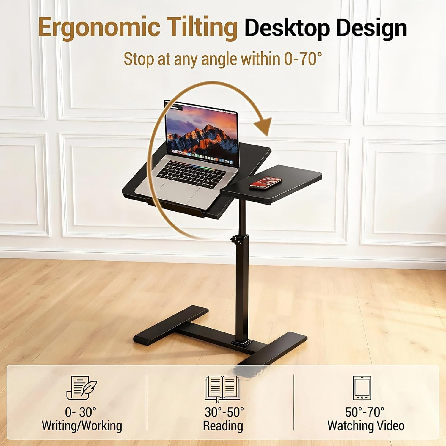 Height Adjustable Overbed Table with Wheels