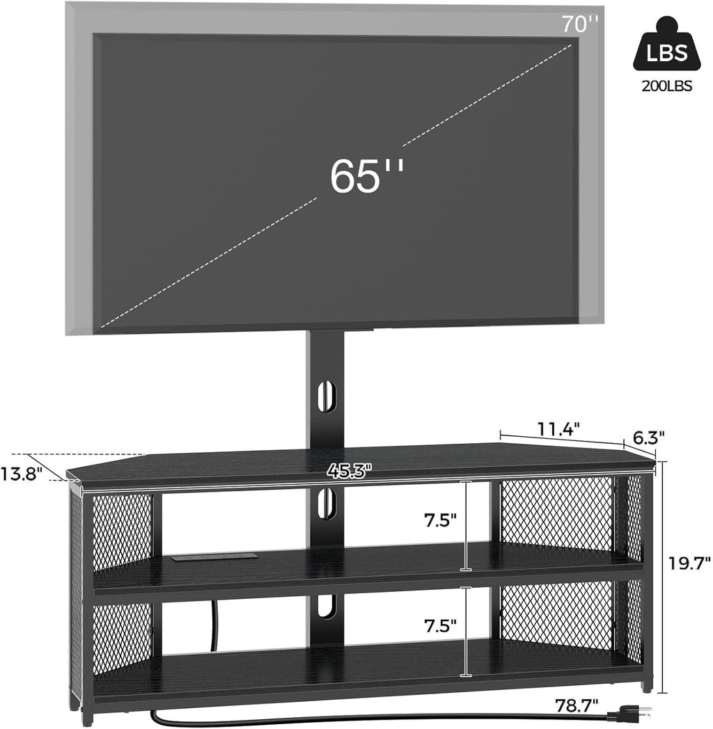 Rolanstar TV Stand with Swivel Mount & LED Lights for 32-70