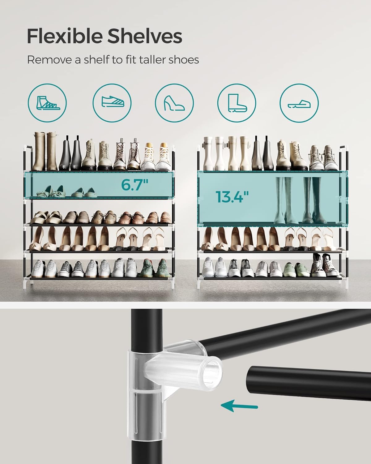 4-Tier Shoe Rack 38.8"W