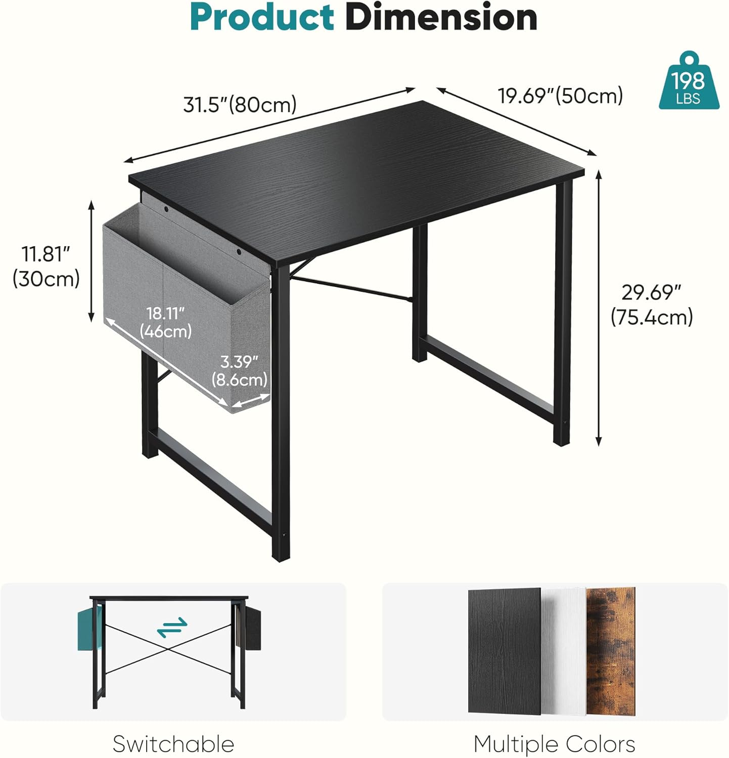 31" Computer Desk with Storage Bag