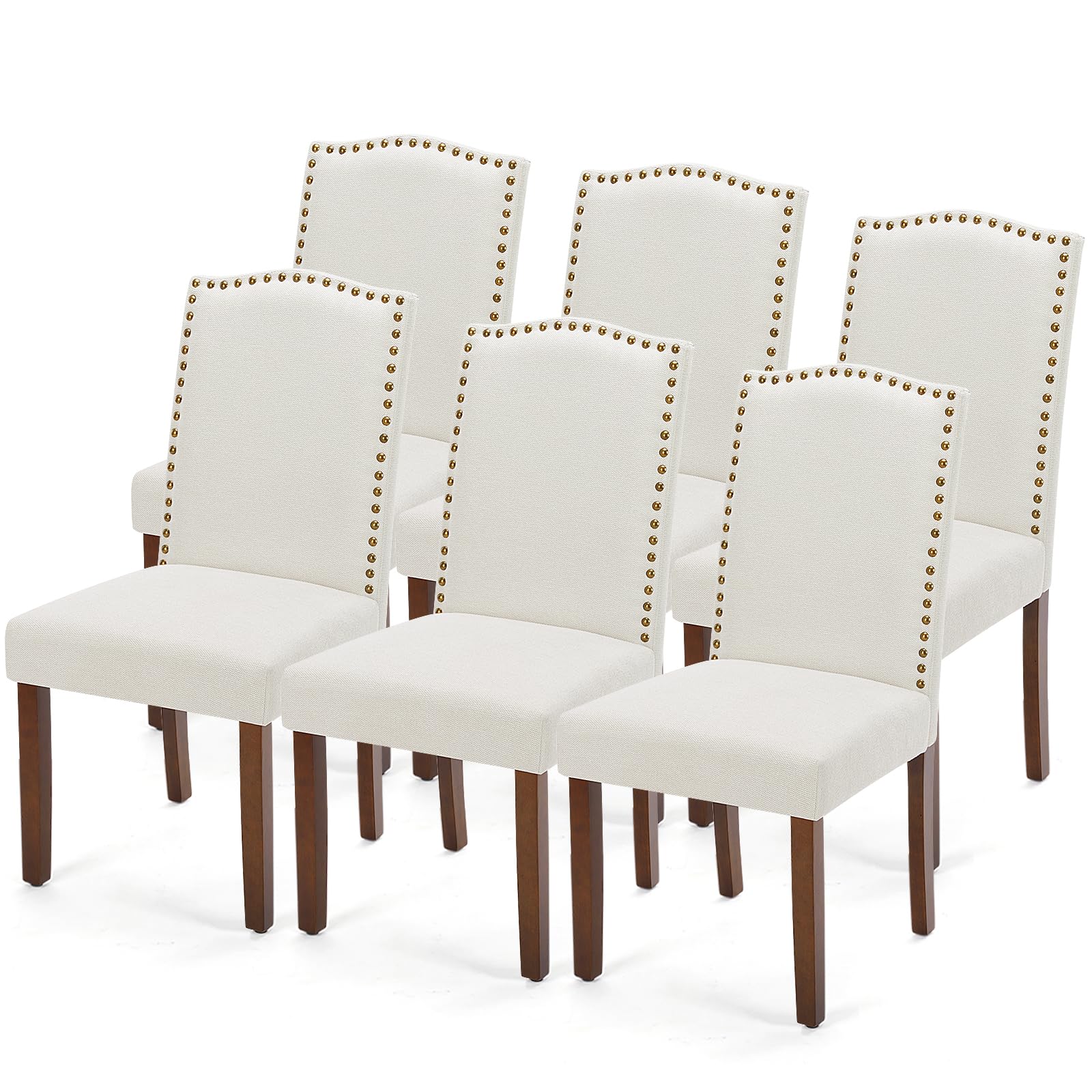 Set of 6 Dining Chairs with Wooden Legs
