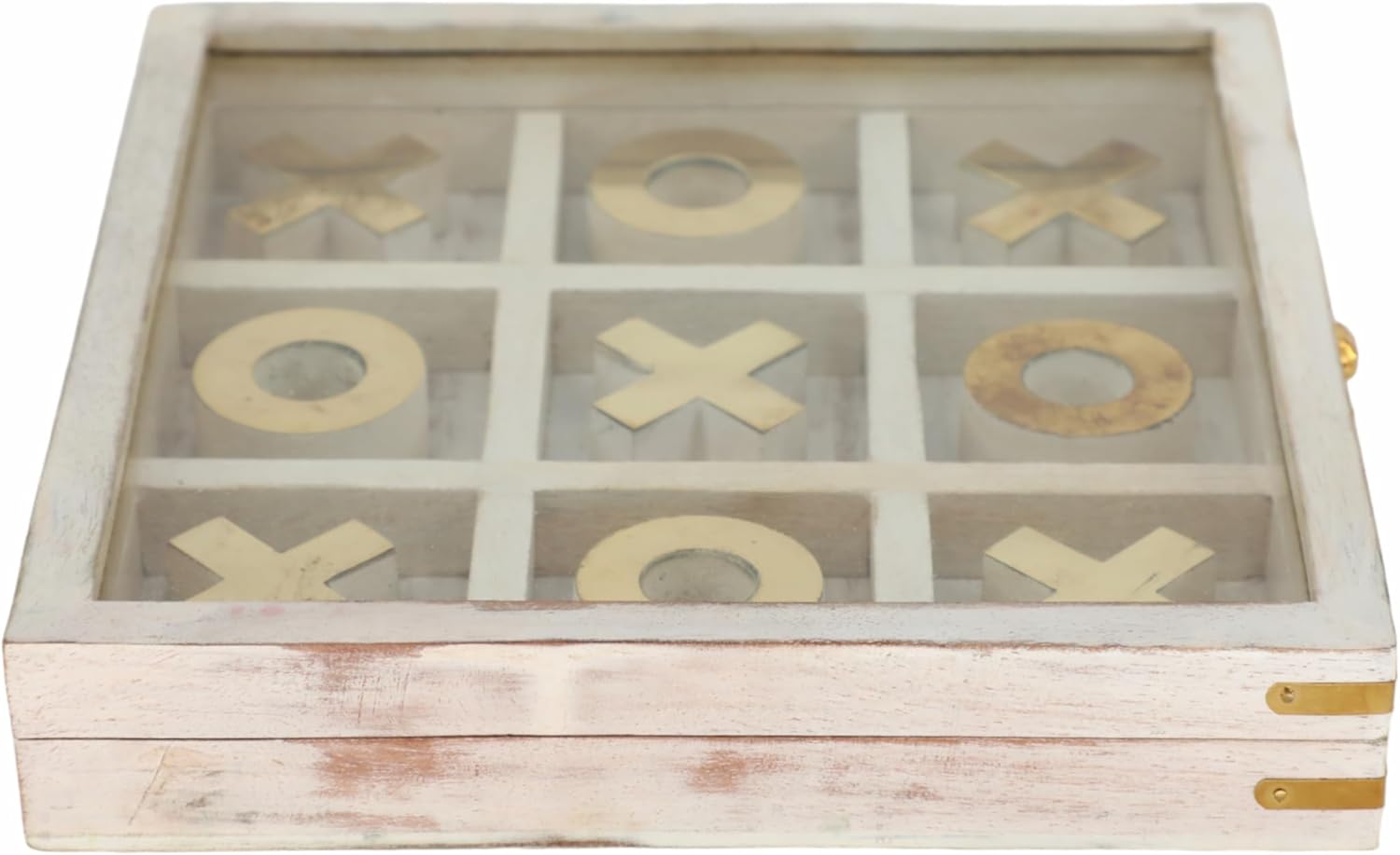 Wooden Tic Tac Toe Game 8" with Glass Lid