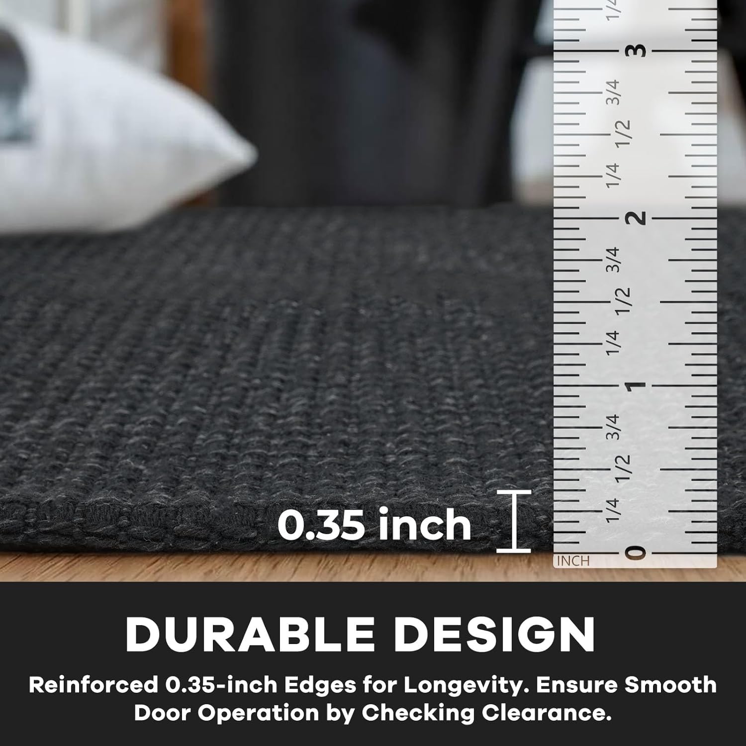 2x8 ft Washable Hallway Runner - Black/Dark Grey