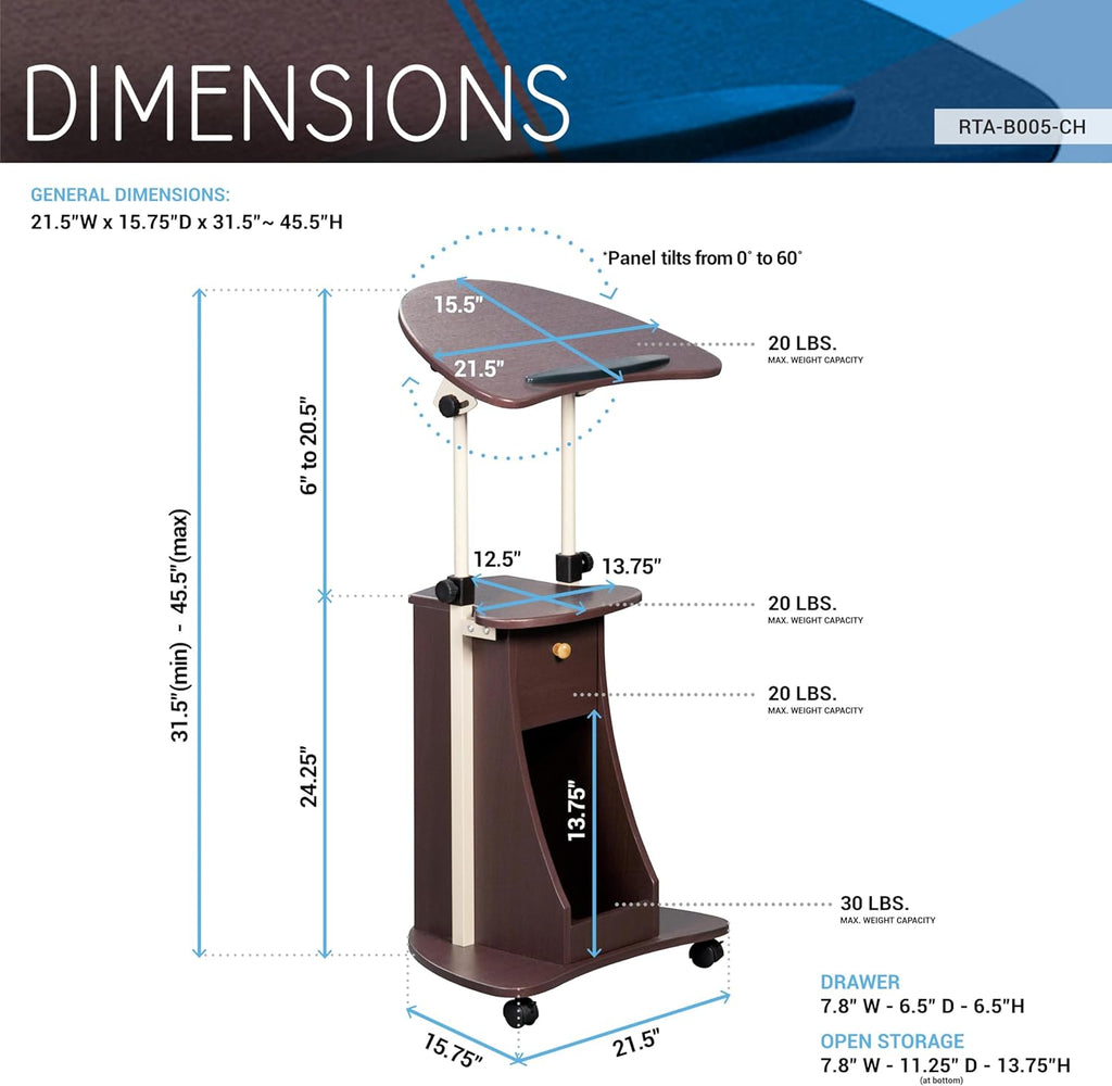 Adjustable Laptop Cart with Storage