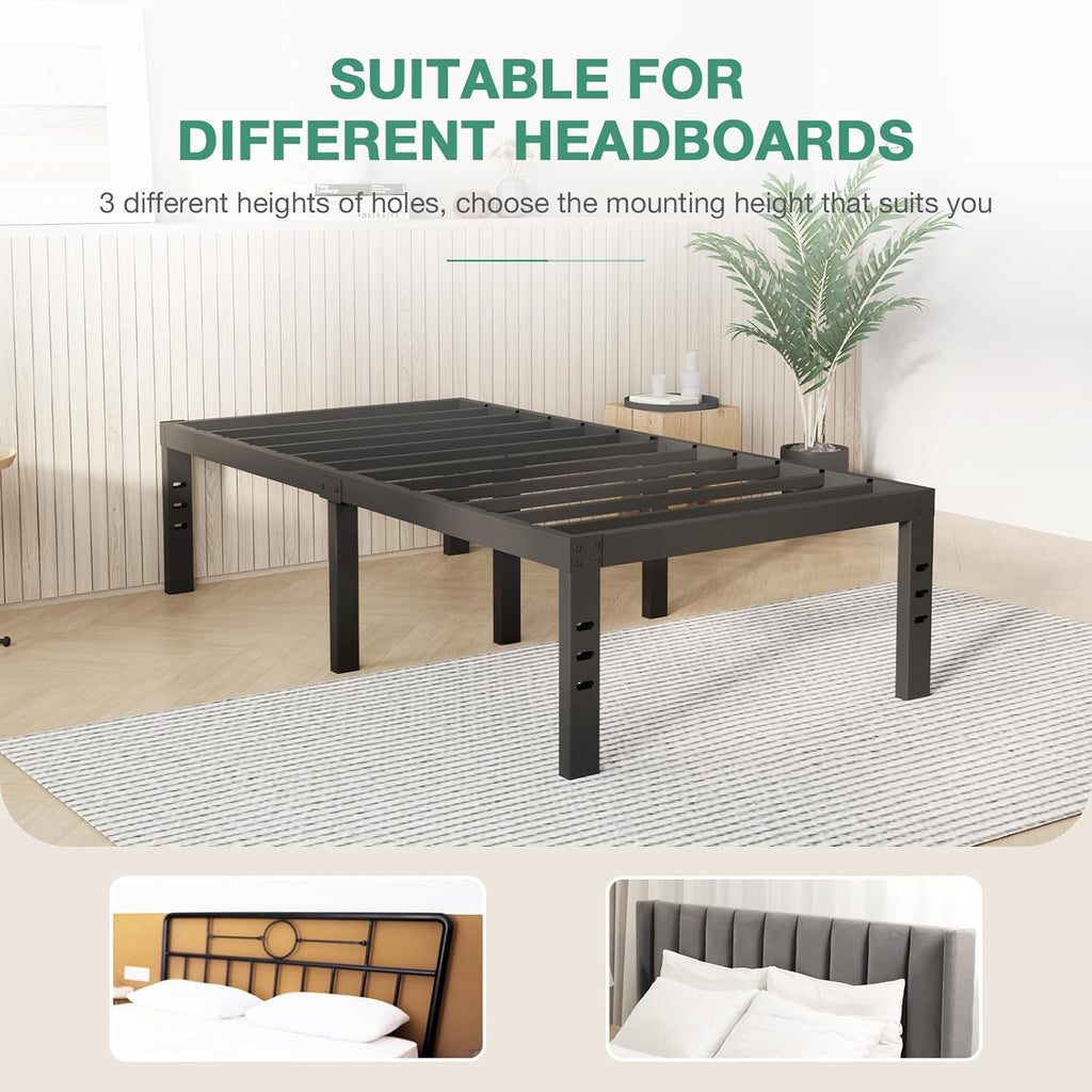 Twin Metal Platform Bed Frame with Storage