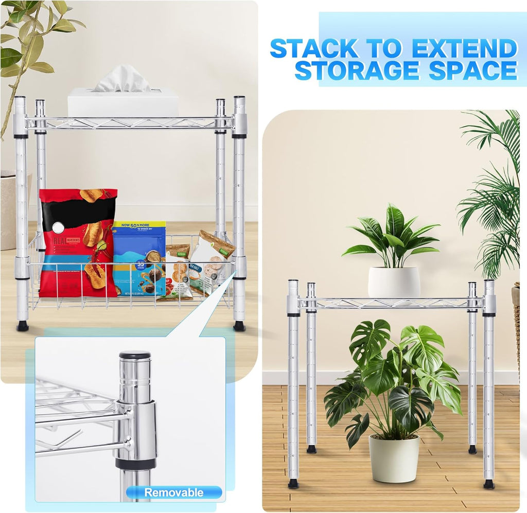 Whitmor 2 Tier Metal Storage Shelves 15"L x 14"W x 15"H