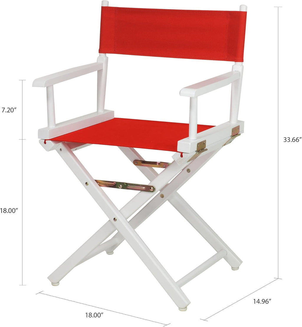 18" Director's Chair with White Frame and Red Canvas
