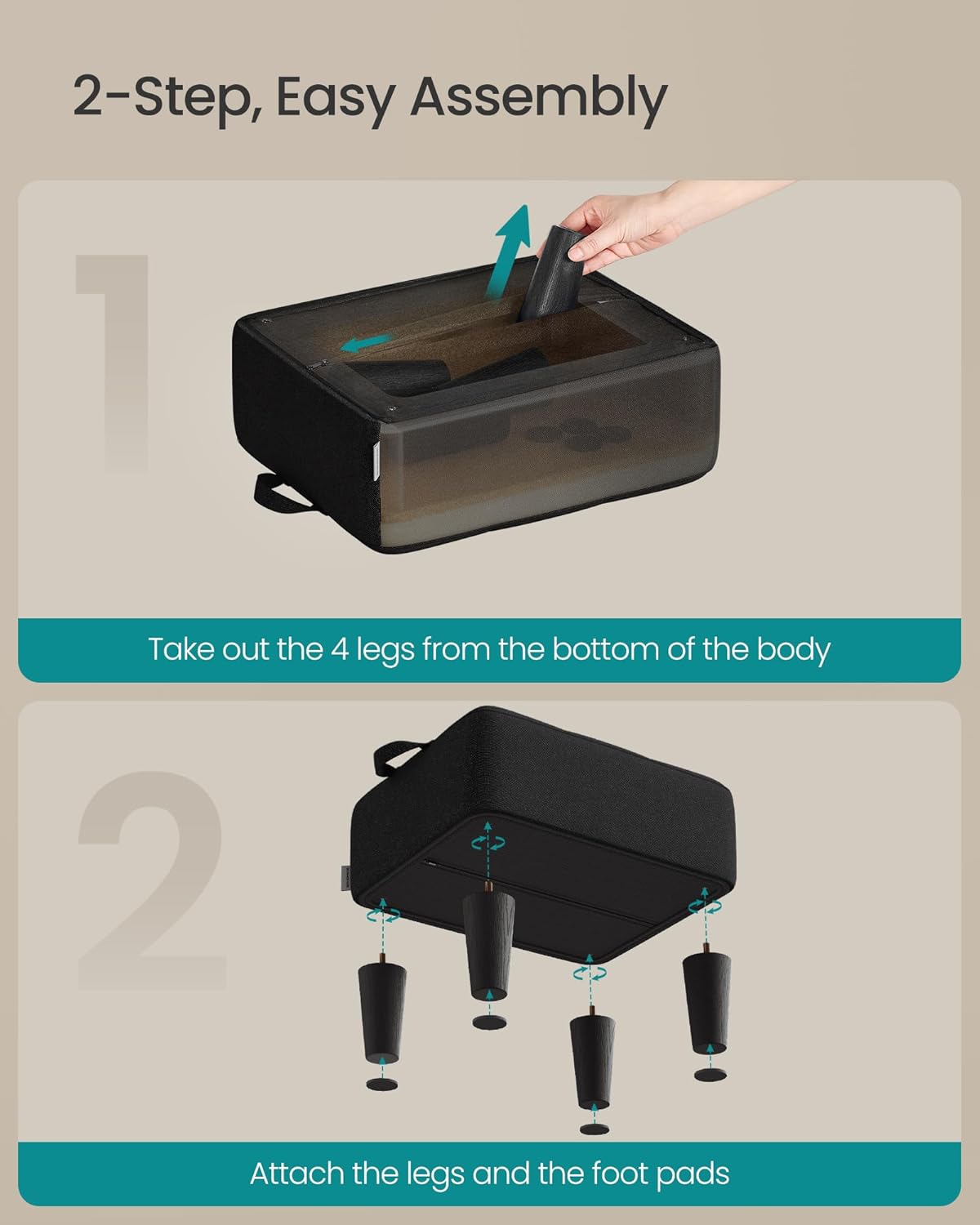 Small Footstool Ottoman with Legs