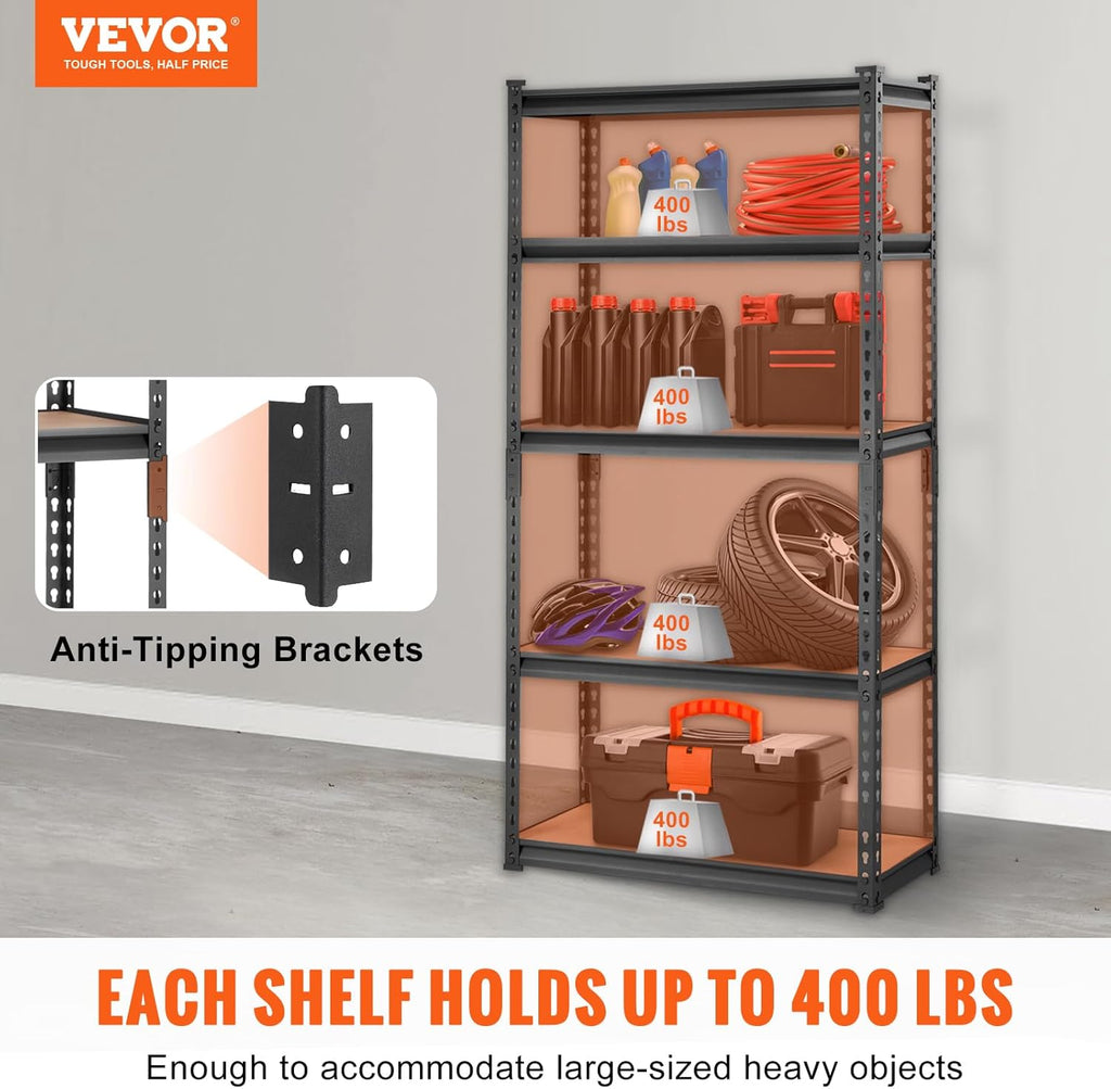 5-Tier Metal Garage Shelving Unit 30"x12"x60"