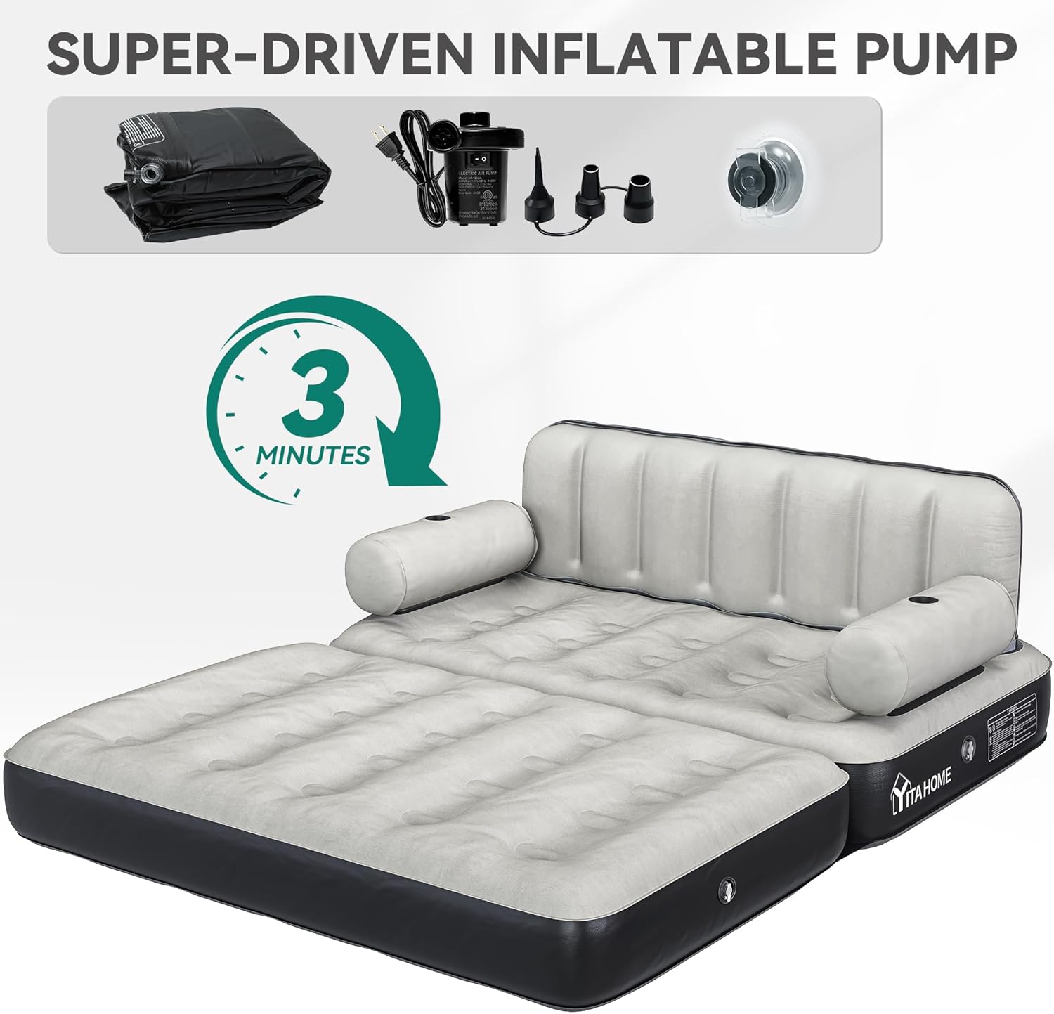 Queen Inflatable Sofa Bed with Headboard