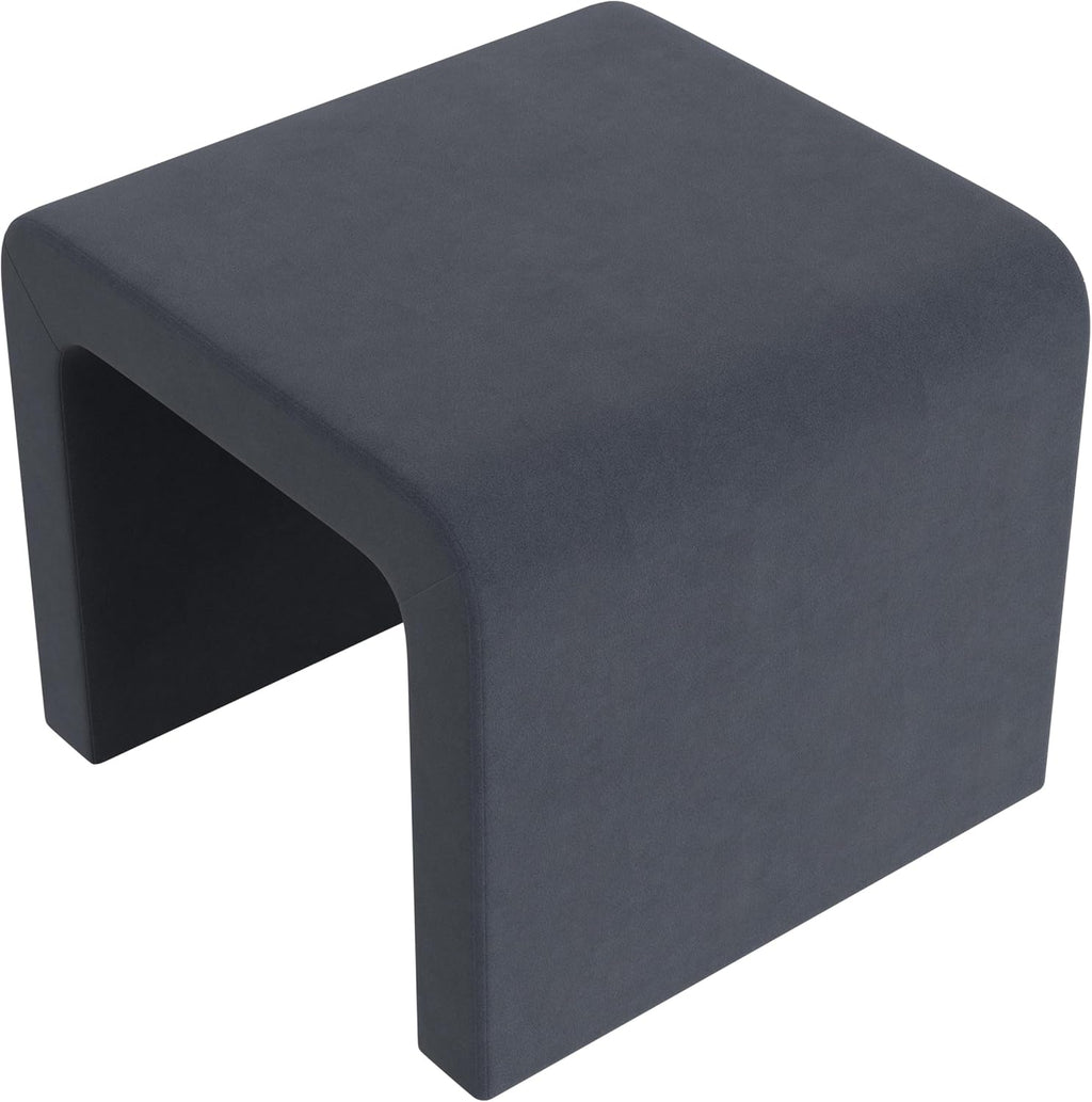 Steel Blue Velvet Ottoman