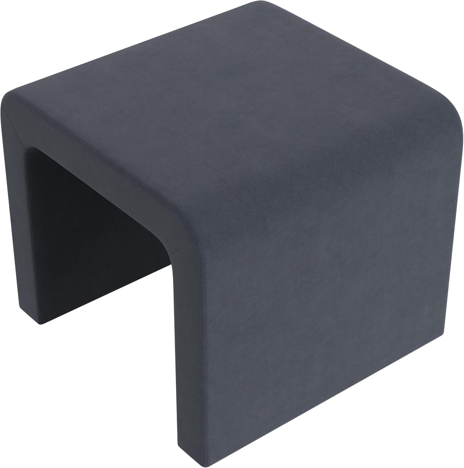 Steel Blue Velvet Ottoman