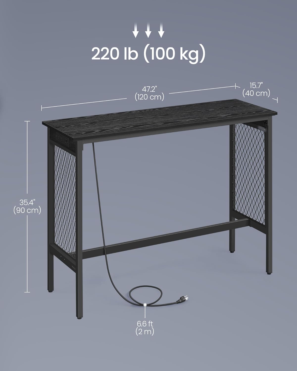 47.2" Tall Bar Table with Power Outlets