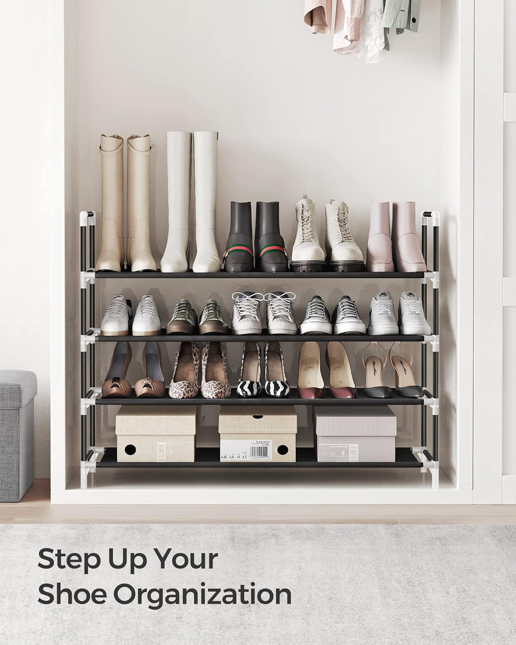4-Tier Shoe Rack 38.8"W
