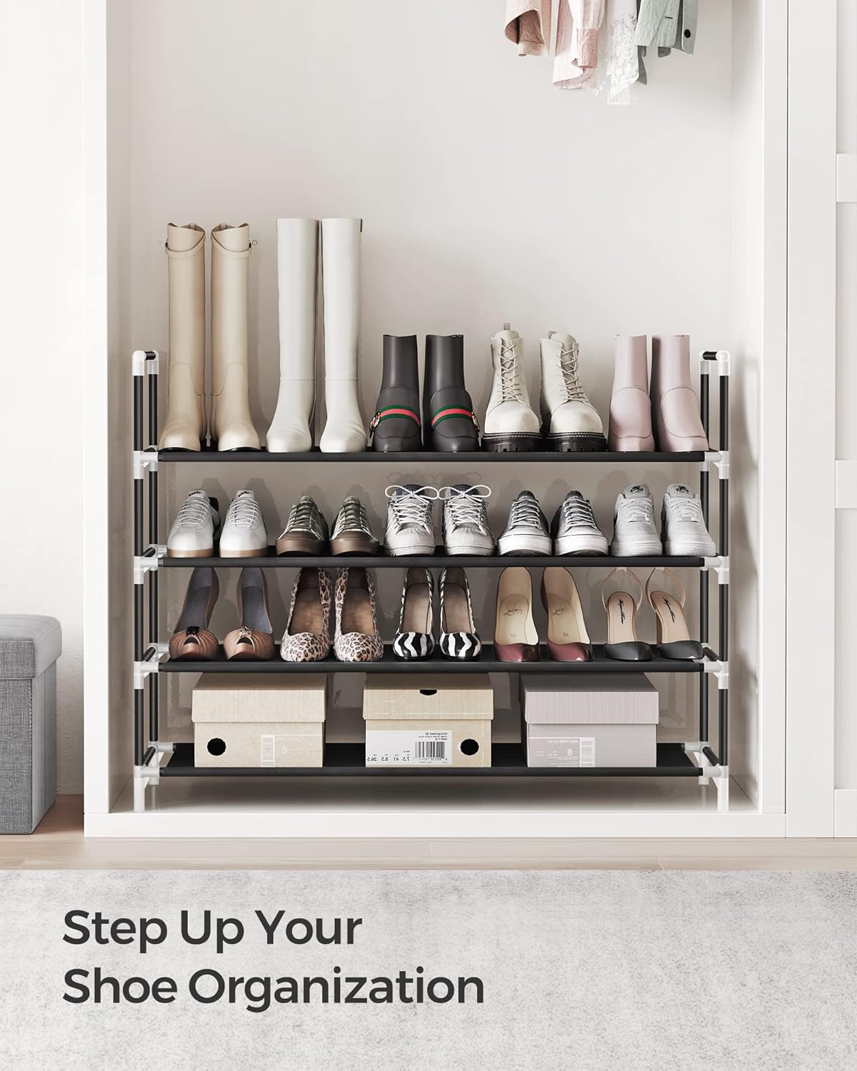 4-Tier Shoe Rack 38.8"W