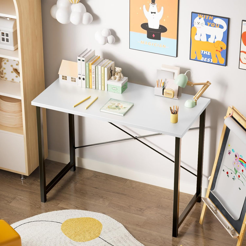 32" Small Desk with Metal Frame