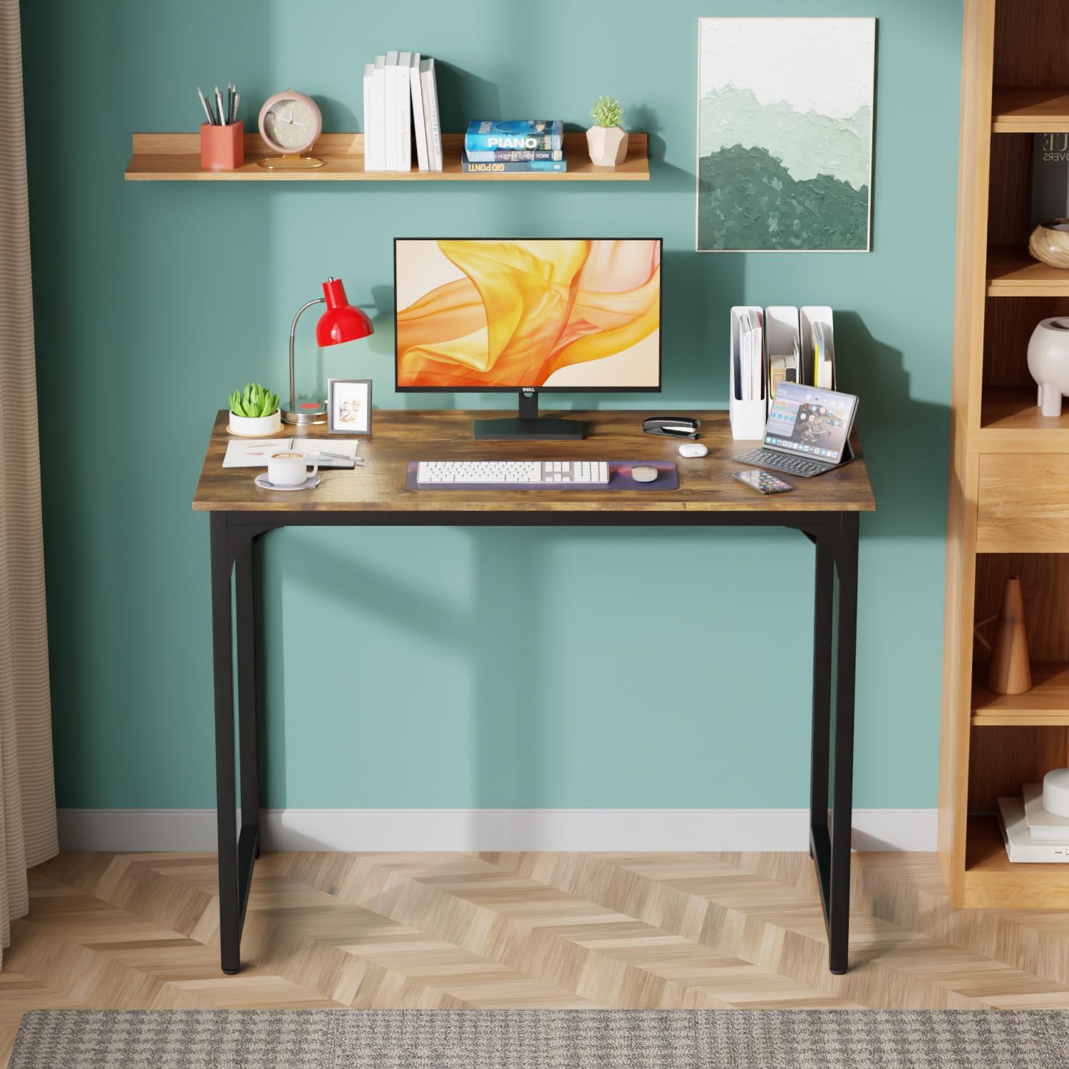 Vintage 39 Inch Computer Desk with Adjustable Feet