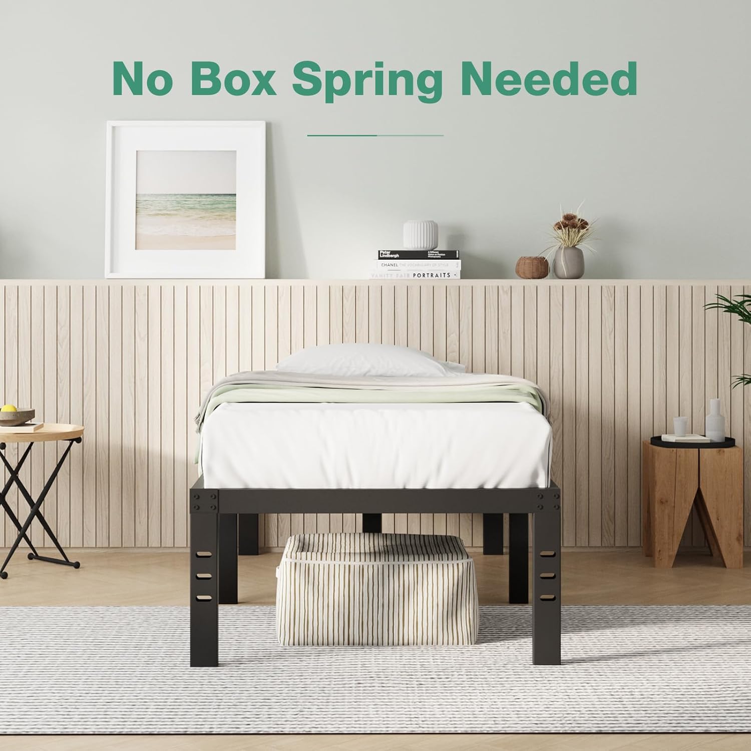 Twin Metal Platform Bed Frame with Storage