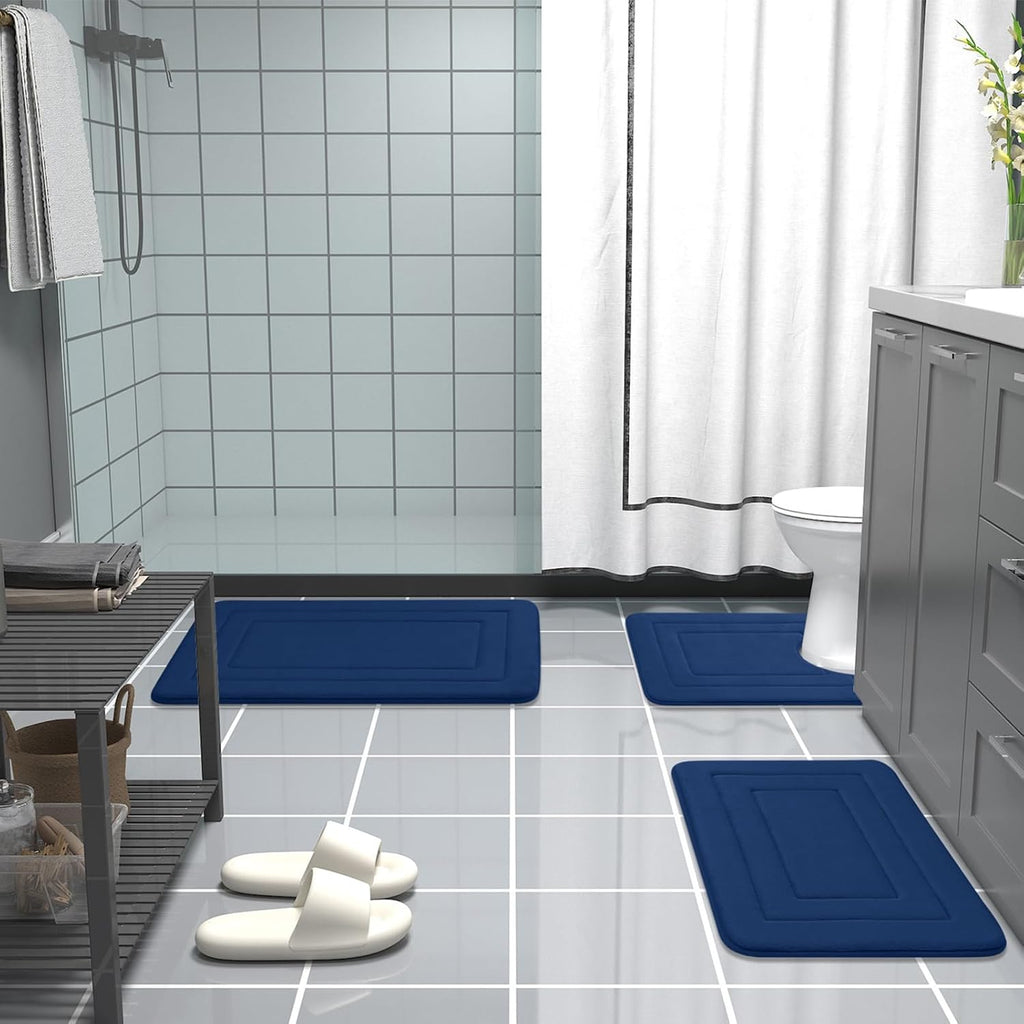 Memory Foam Bathroom Rug 24"x16" Navy
