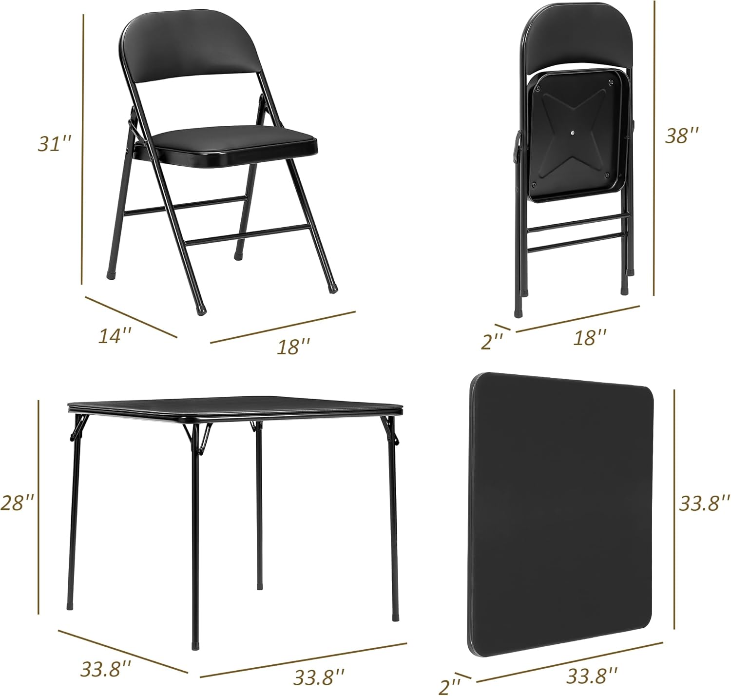 Folding Card Table & 4 Chairs Set