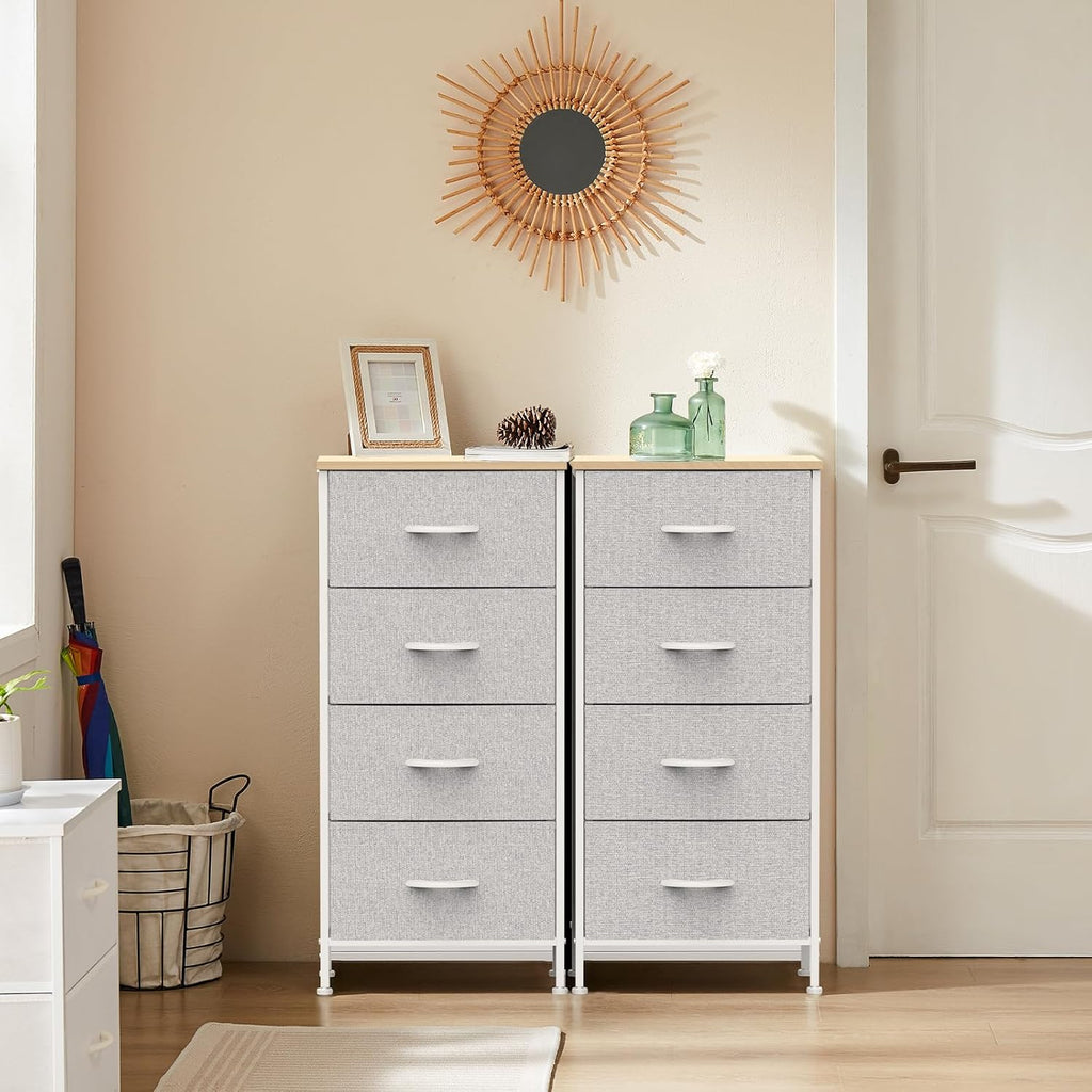 Light Gray Nightstand with 4 Drawers 11.82"Dx17.71"Wx37.4"H