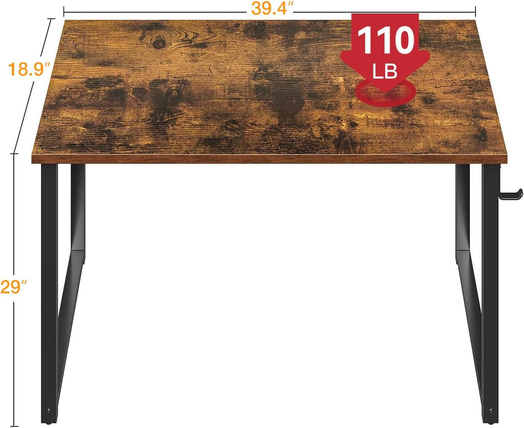 40" Small Computer Desk with Headphone Hooks
