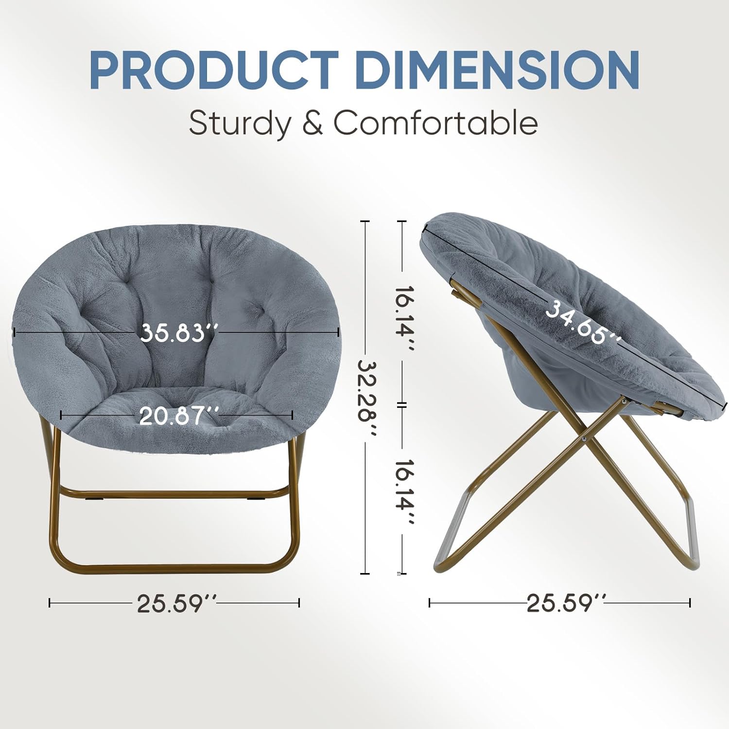 Large Comfy Faux Fur Folding Chair
