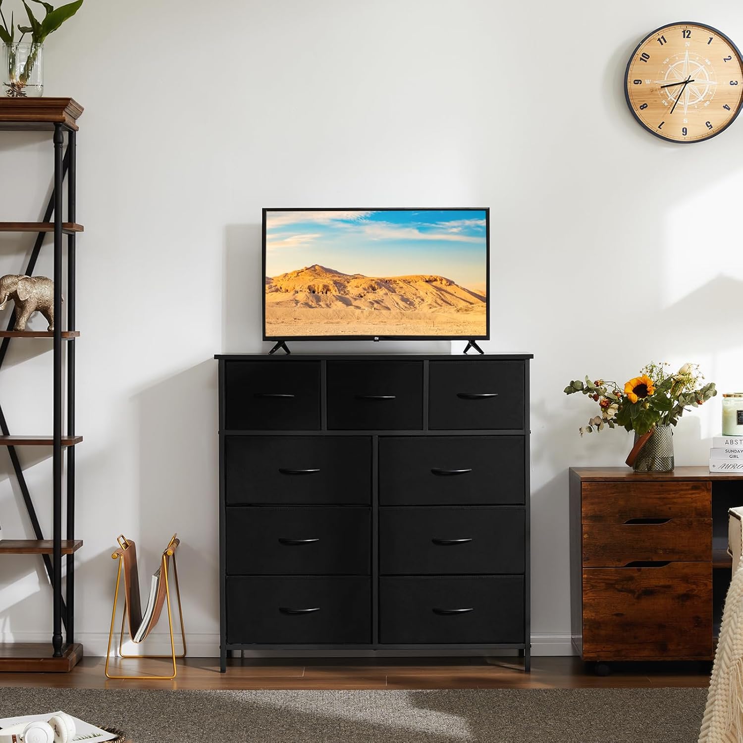 9-Drawer Dresser with Fabric Bins