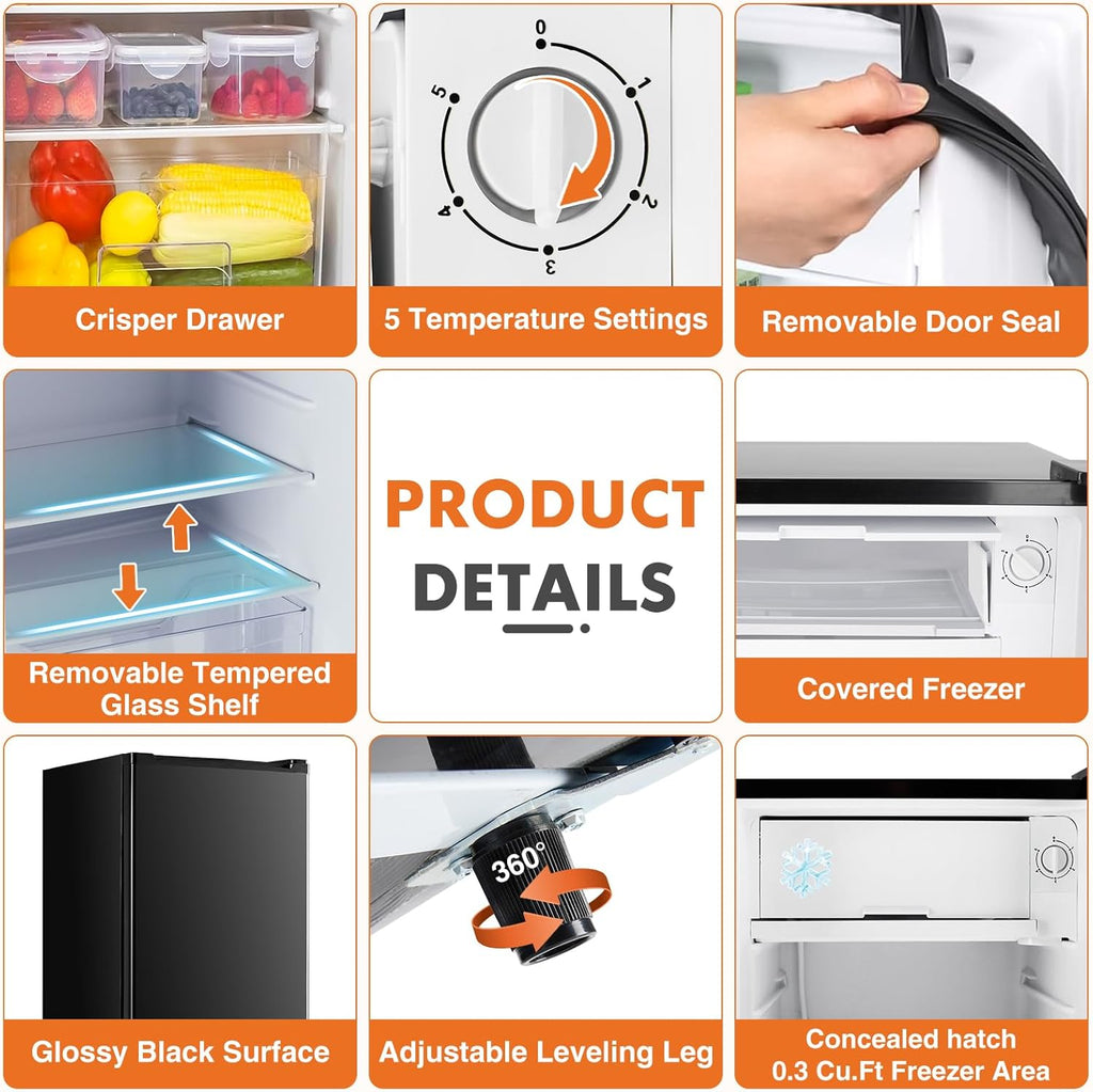 Small 3.2 Cu.Ft Mini Fridge with Freezer