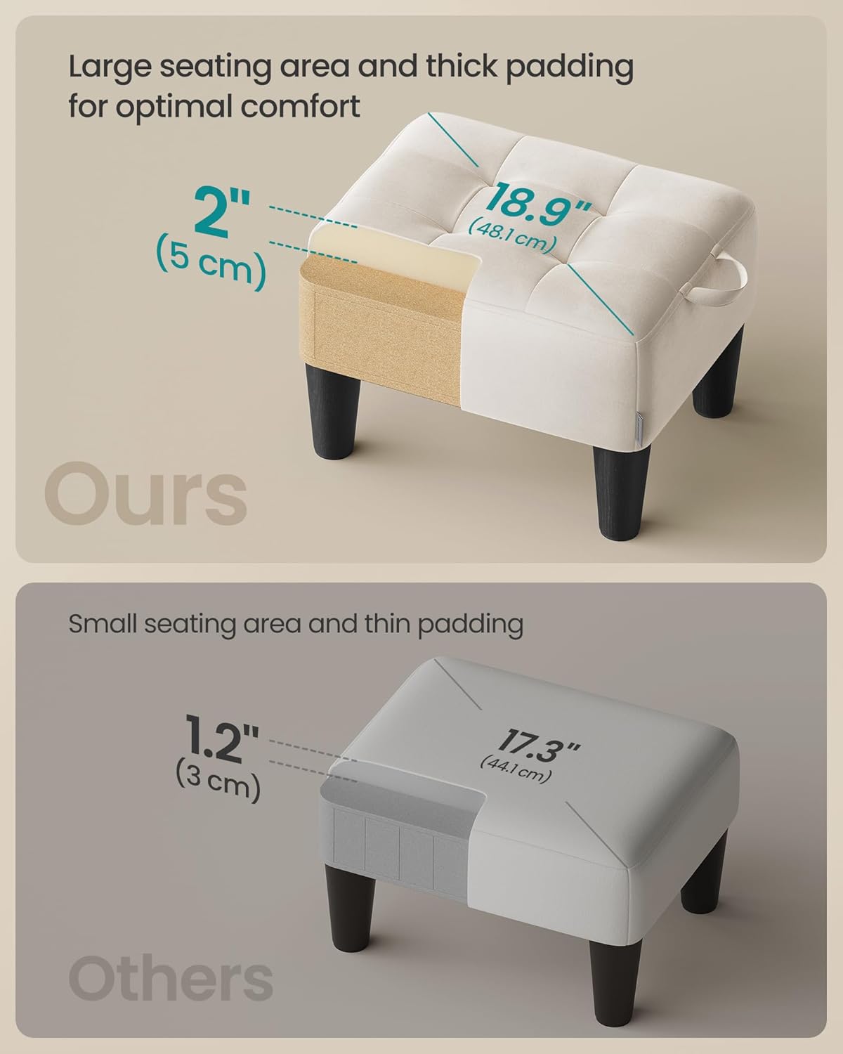 Small Velvet Footstool Ottoman