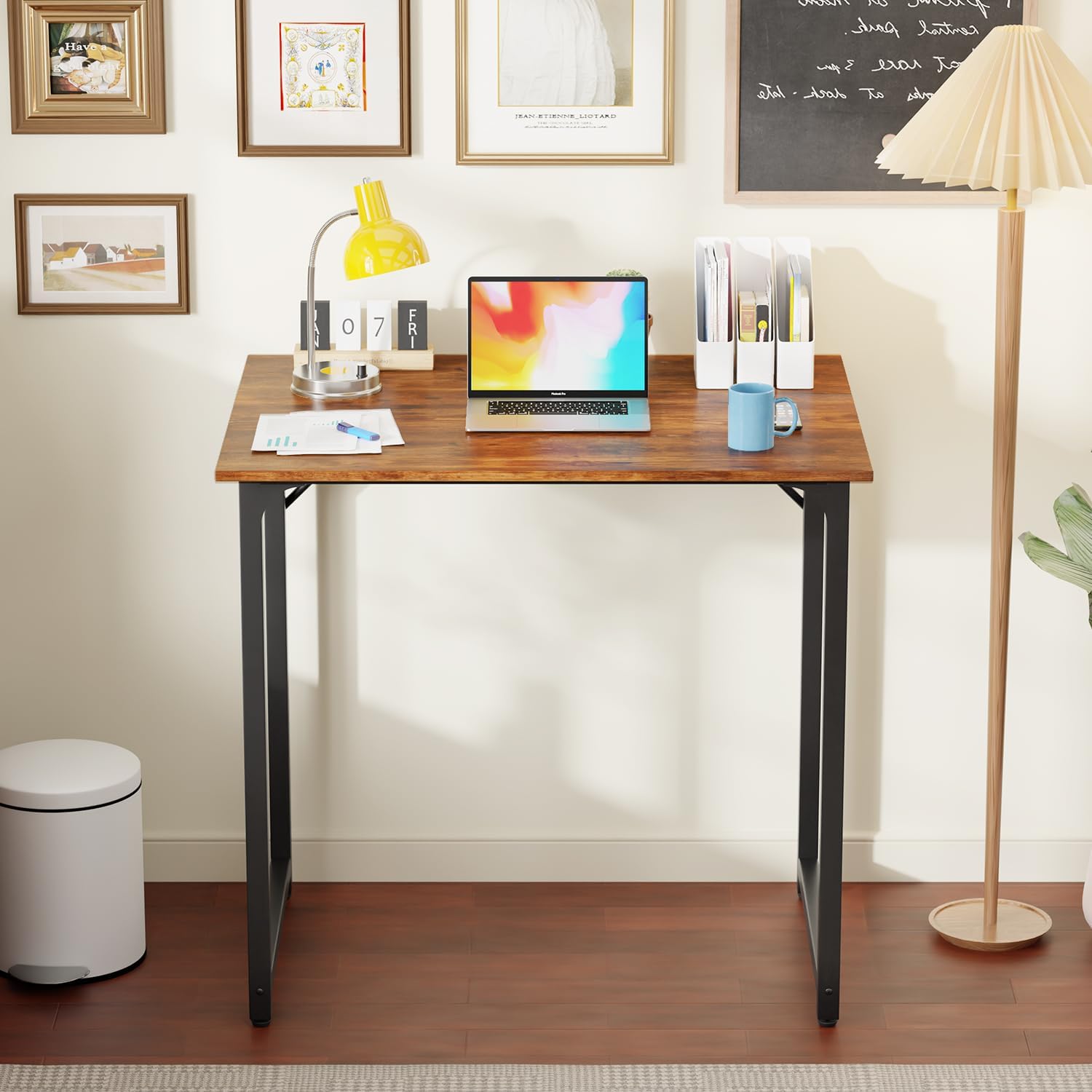 32" Vintage Office Desk with Metal Frame