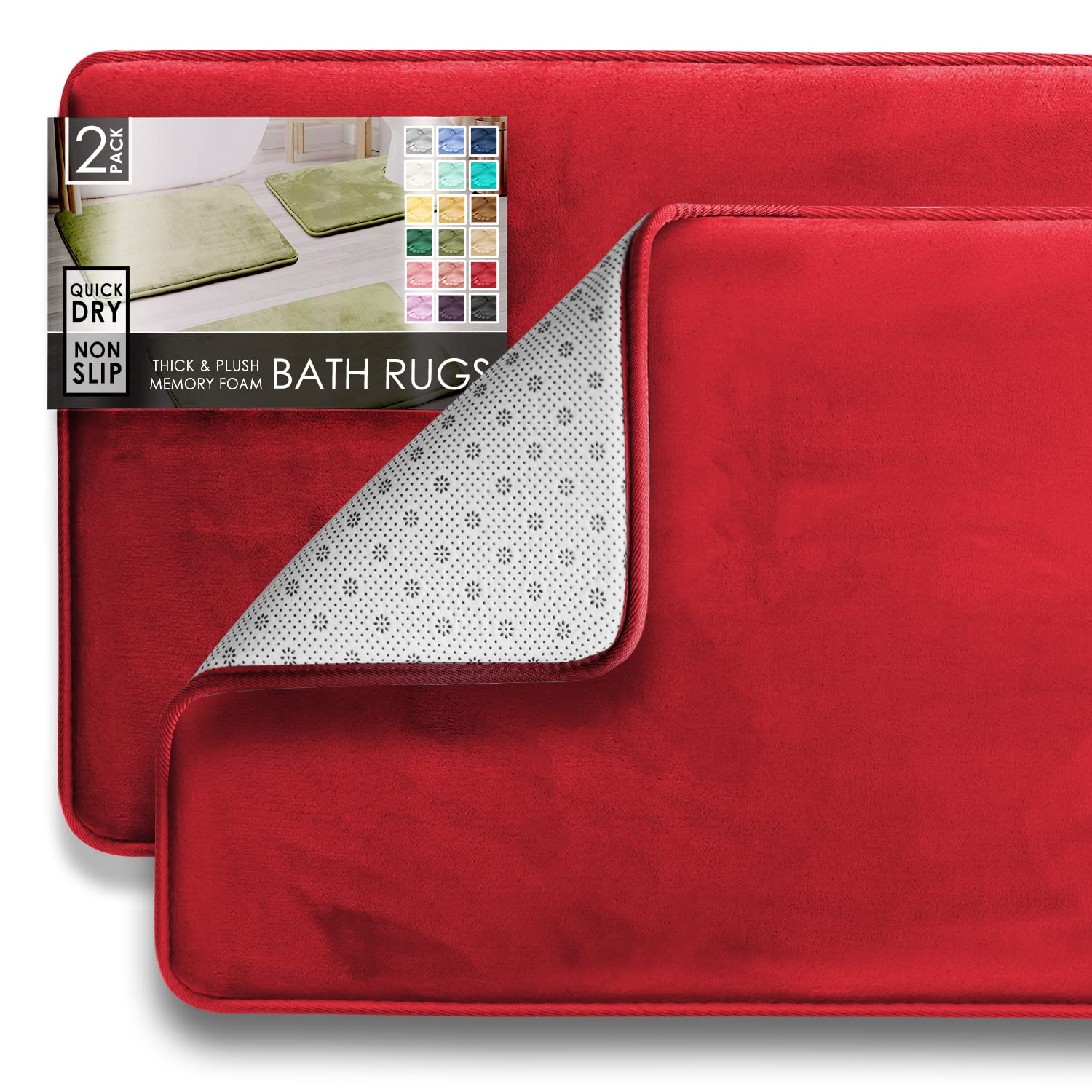 2 Piece Velvet Bath Mat Set - Burgundy
