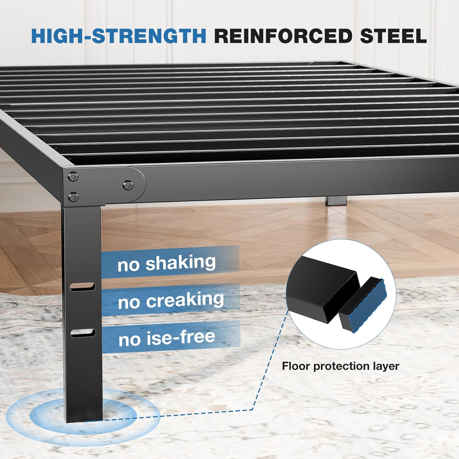 King Metal Bed Frame with Storage Space