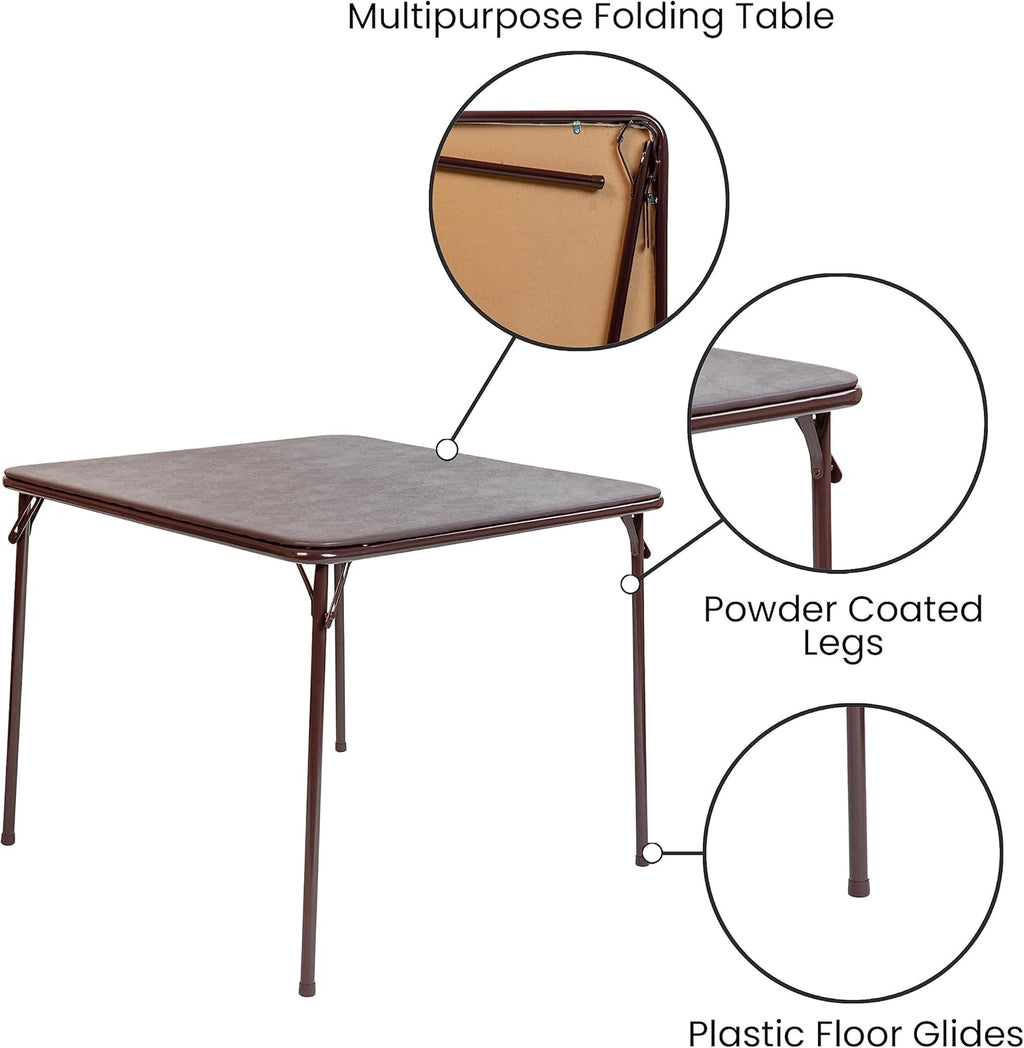 33.5" Square Folding Card Table with Padded Vinyl Top