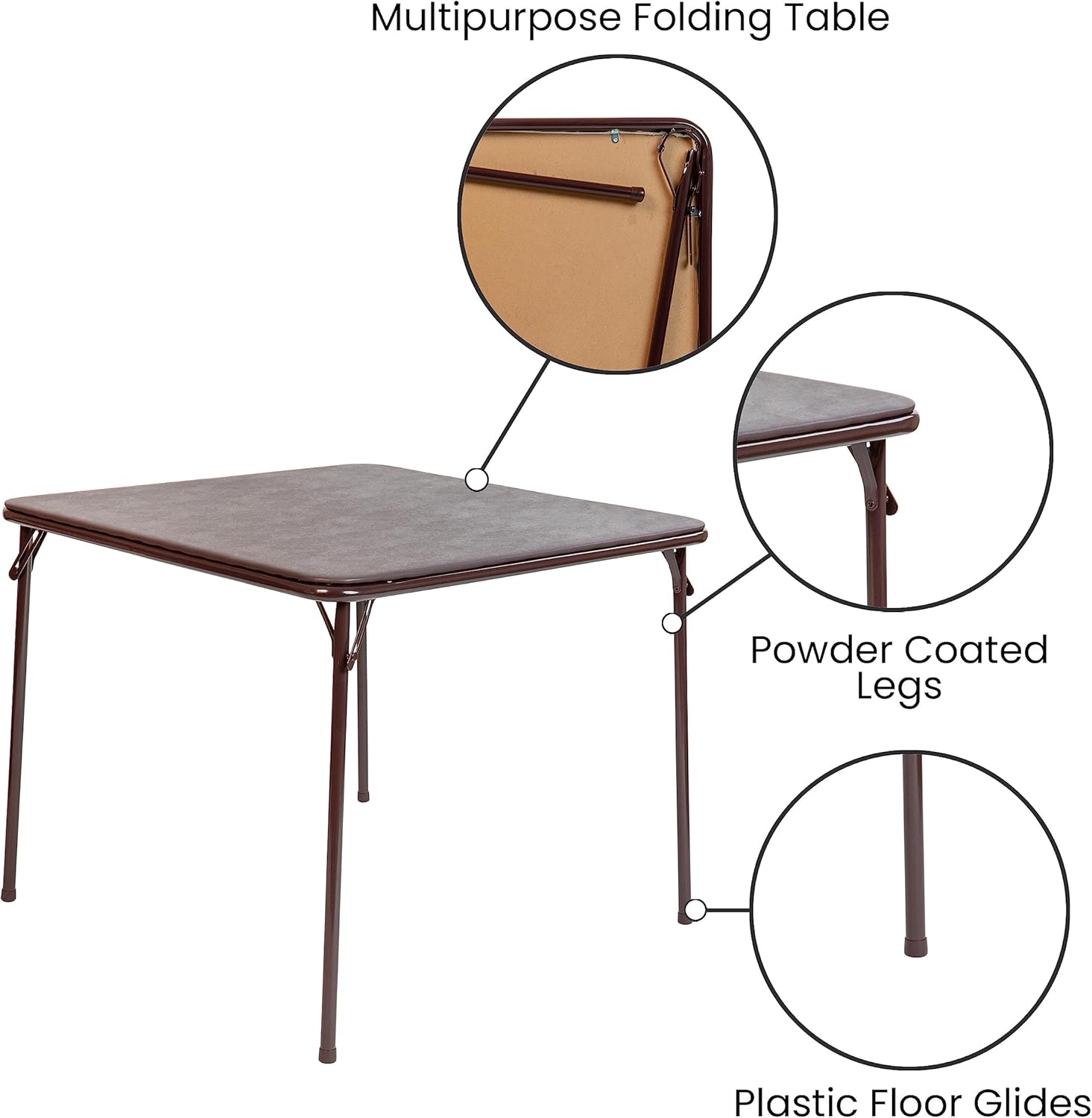 33.5" Square Folding Card Table with Vinyl Top