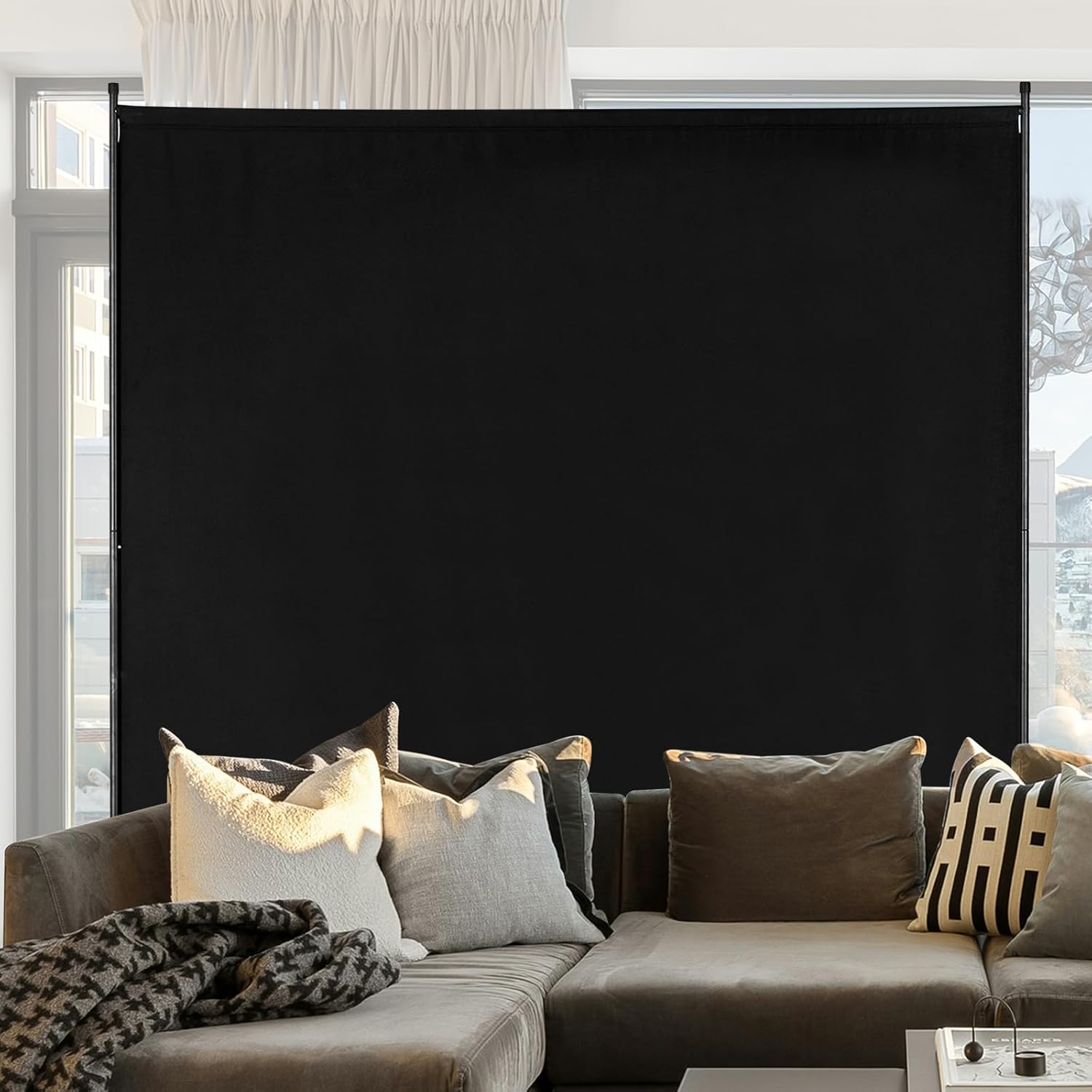 6FT Black Room Divider for Privacy