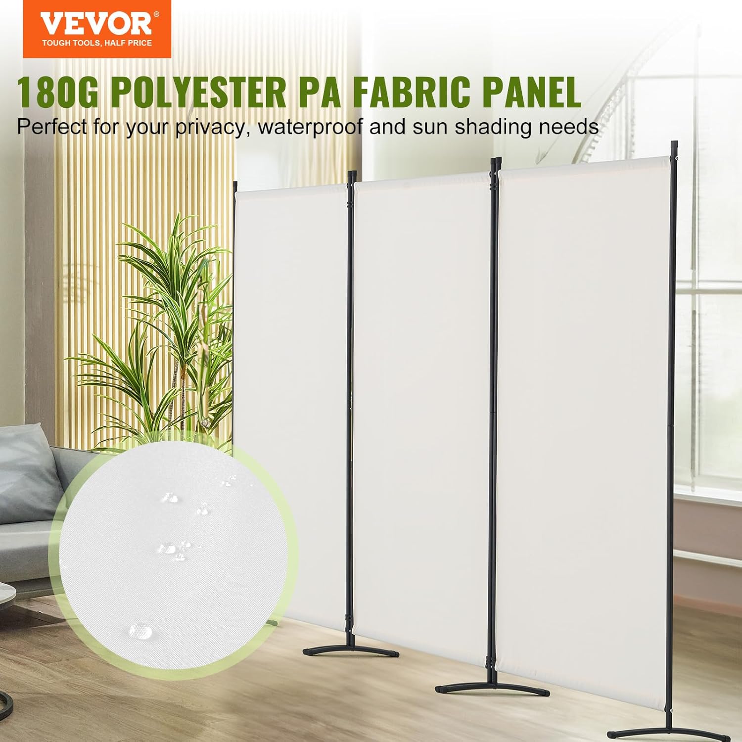 3 Panel Room Divider - White