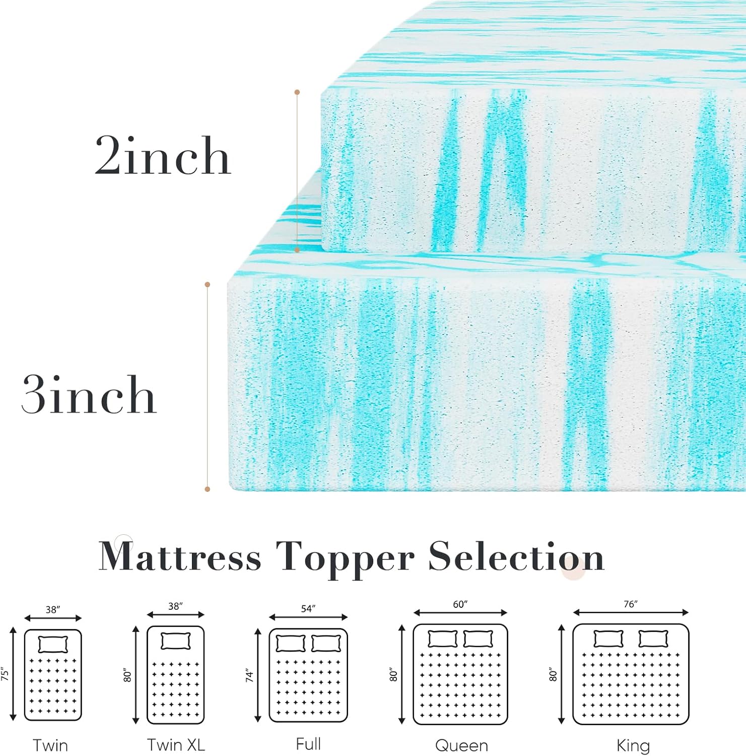 Twin Memory Foam Mattress Topper 3" Gel Infused
