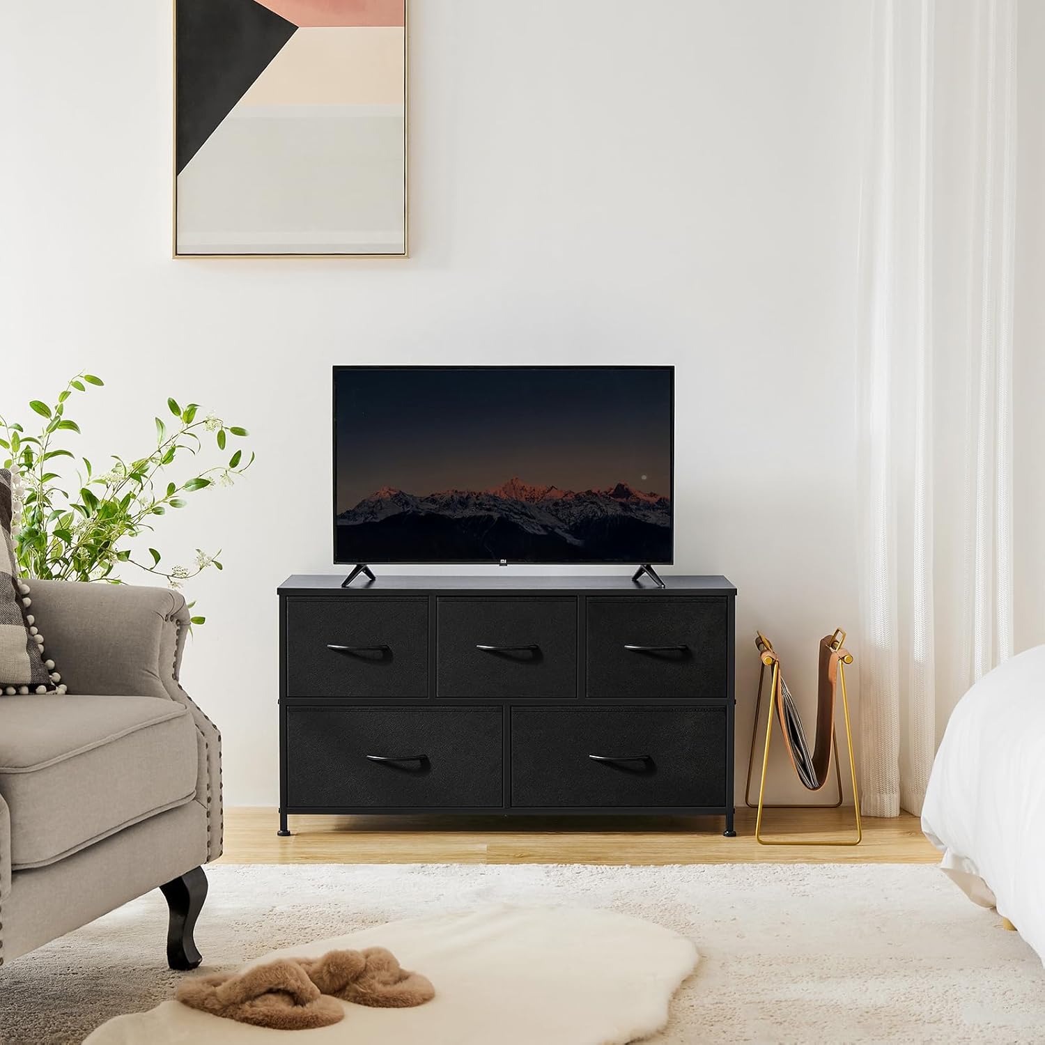 5-Drawer Fabric Dresser for Bedroom