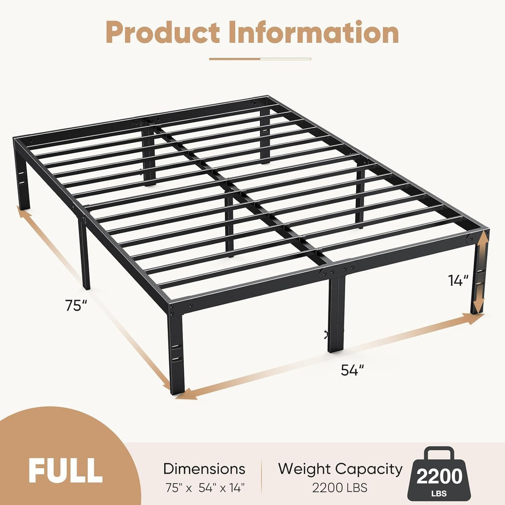Full Size Metal Bed Frame with Storage