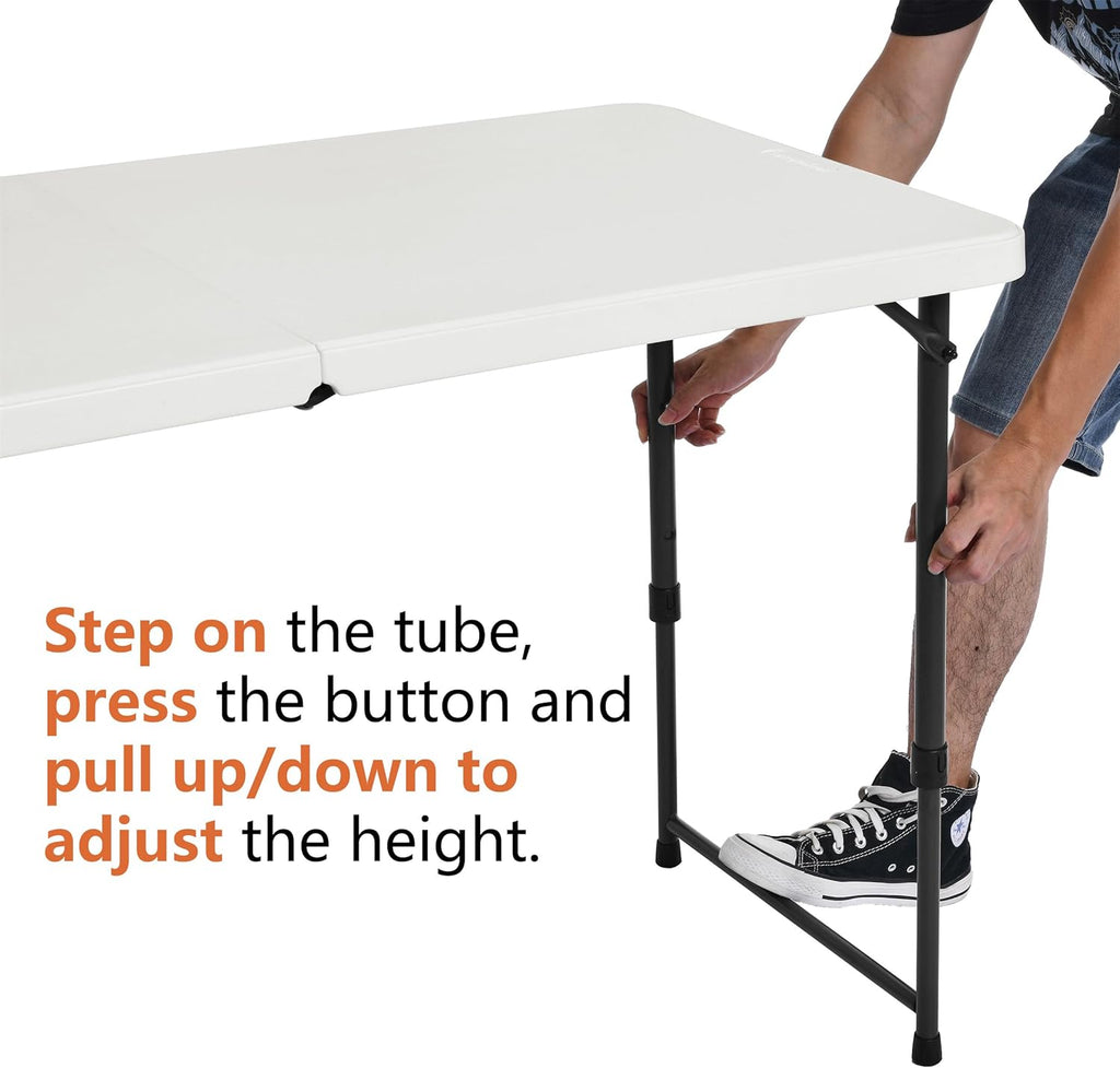 4ft Rectangular Folding Dining Table with Carrying Handle