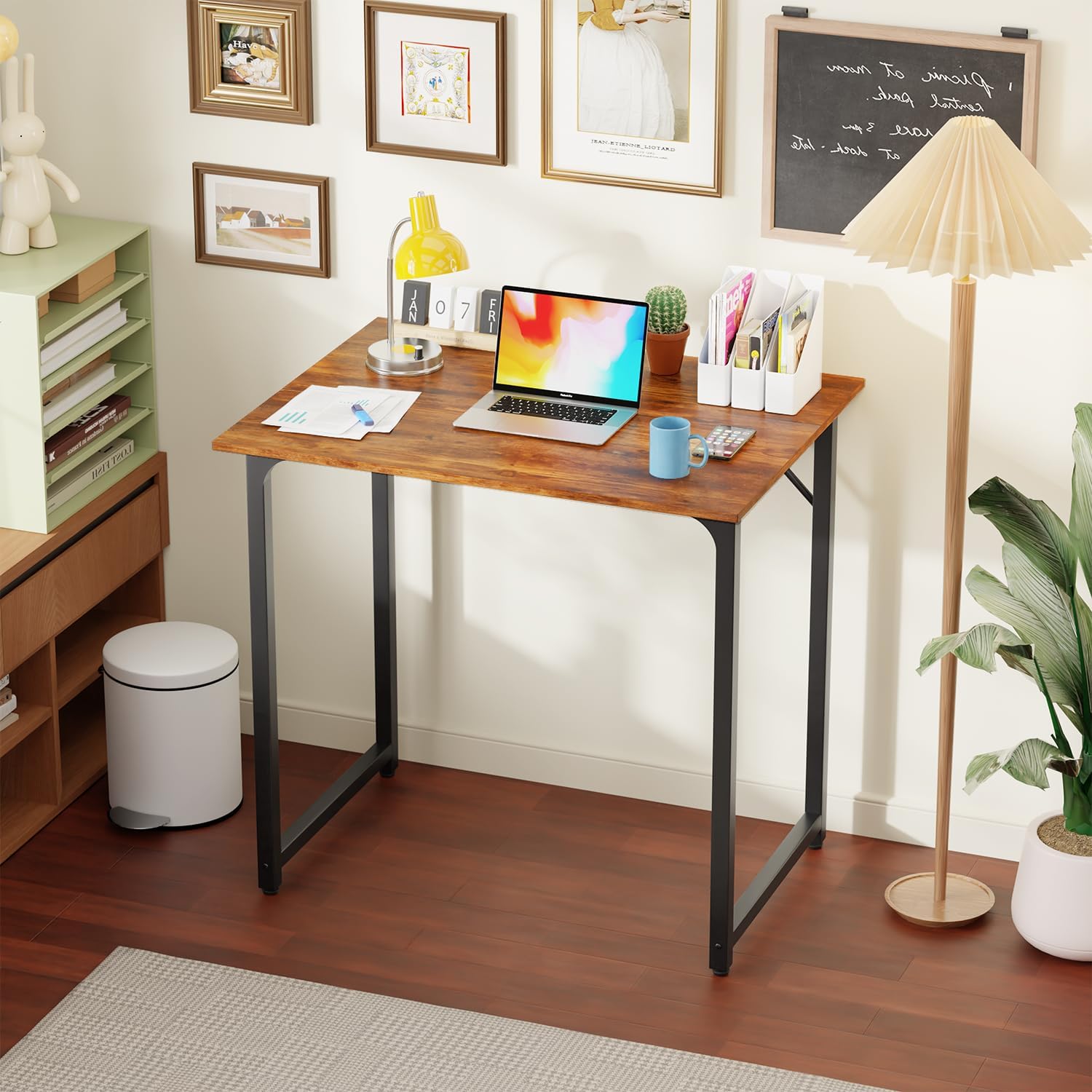 32" Vintage Office Desk with Metal Frame
