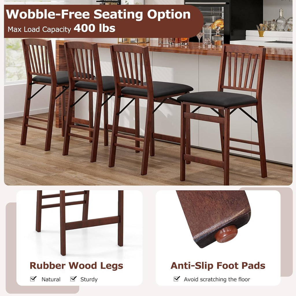 Set of 4 Folding Counter Height Bar Stools 24.5"