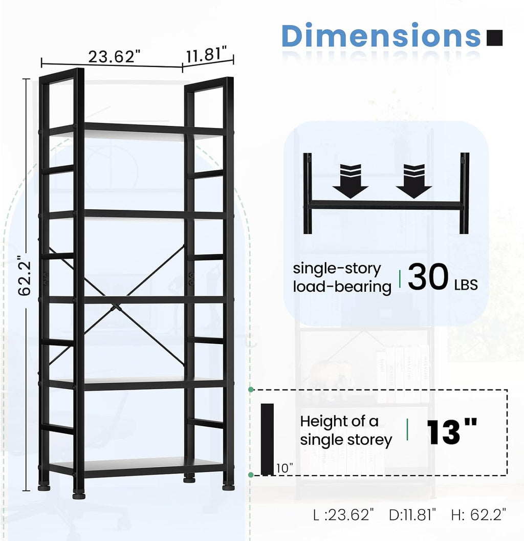 DUMOS 5-Tier Bookshelf