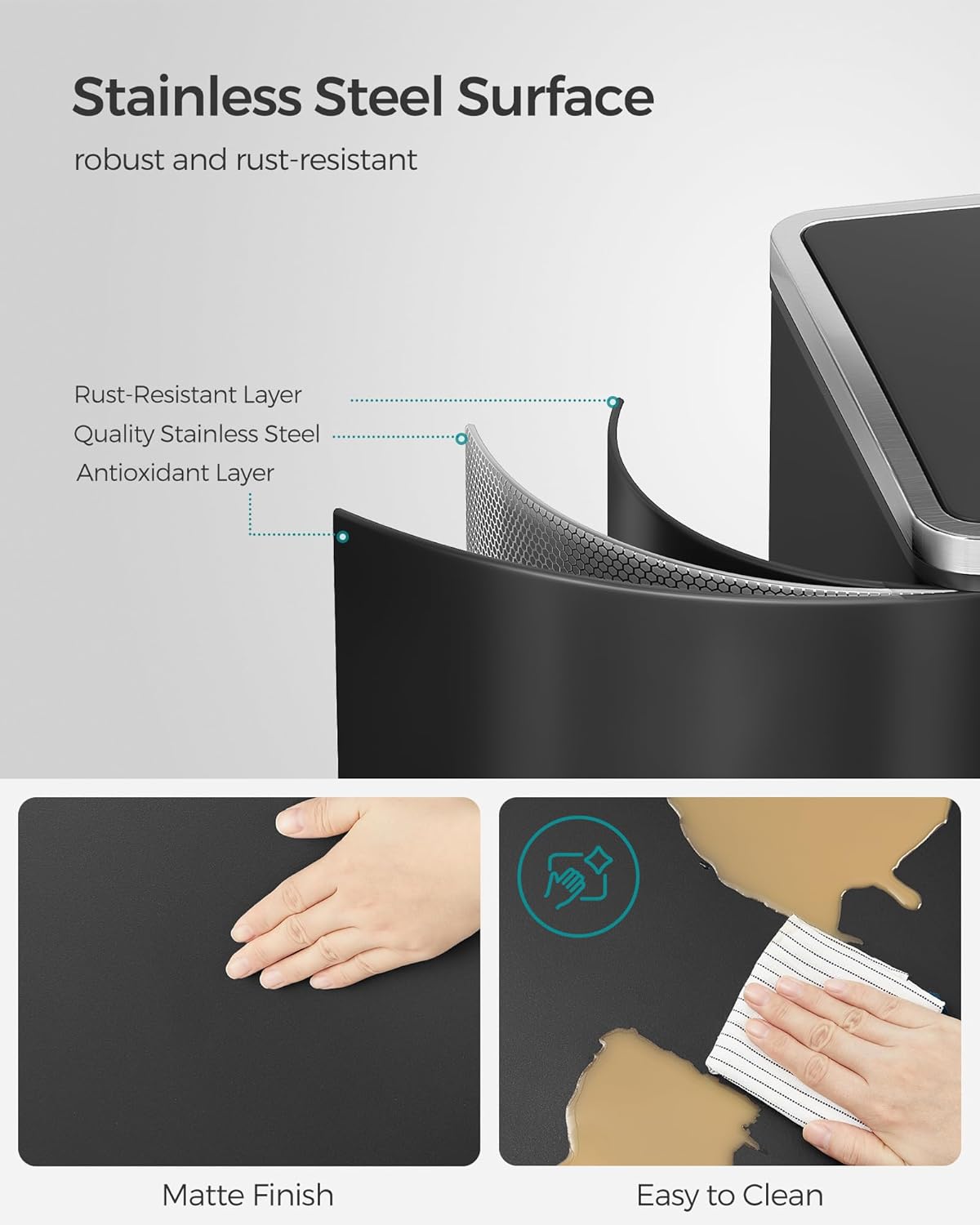 Airtight Kitchen Trash Can with 2 Compartments - 8 Gallon E