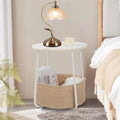 Small Round Side Table with Storage Basket