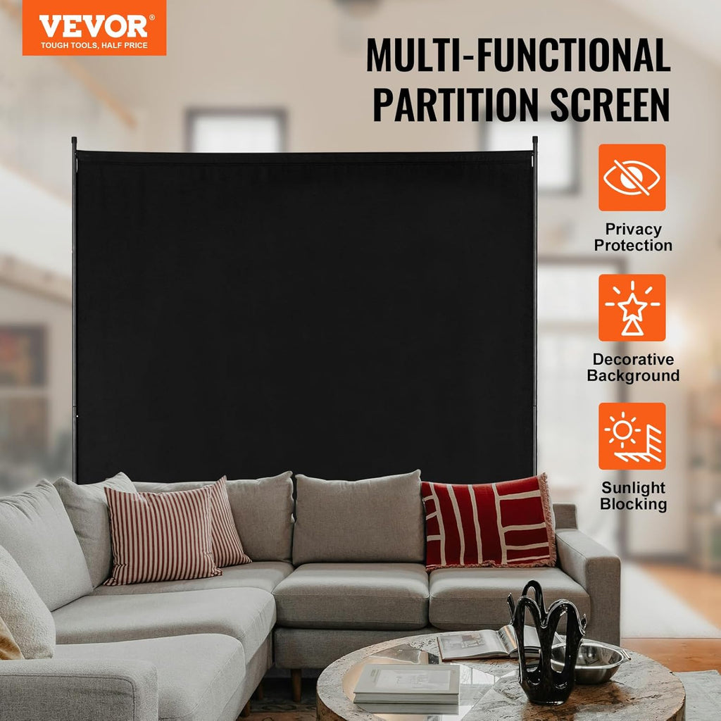 6FT Black Room Divider for Privacy