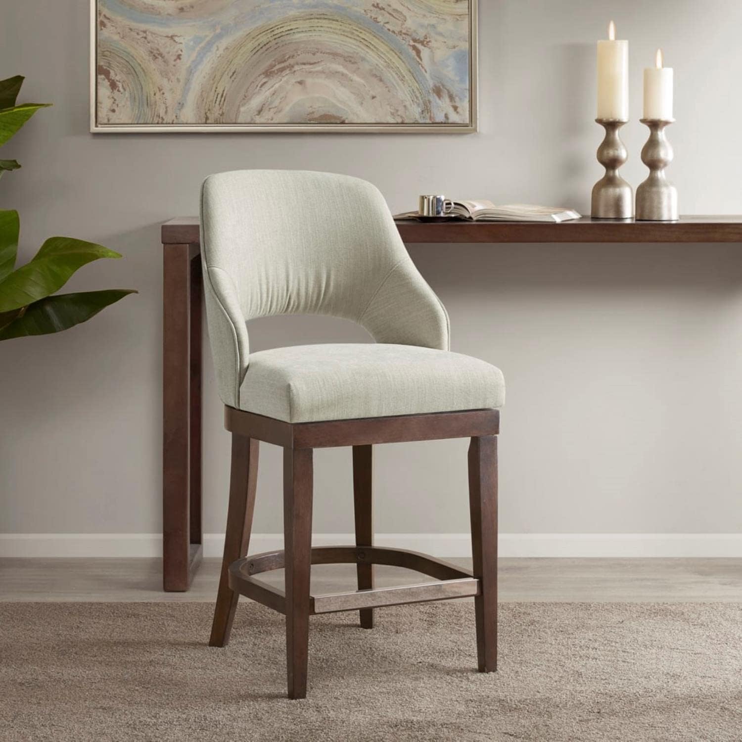 Madison Park Cream Counter Stool with Swivel Seat