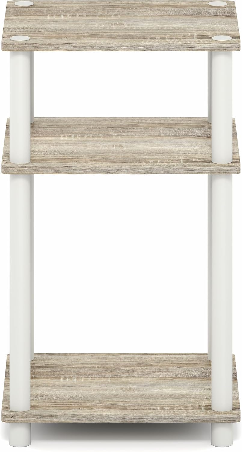 3-Tier Light Oak Side Table with Open Shelf