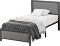 Twin Bed Frame with Upholstered Headboard